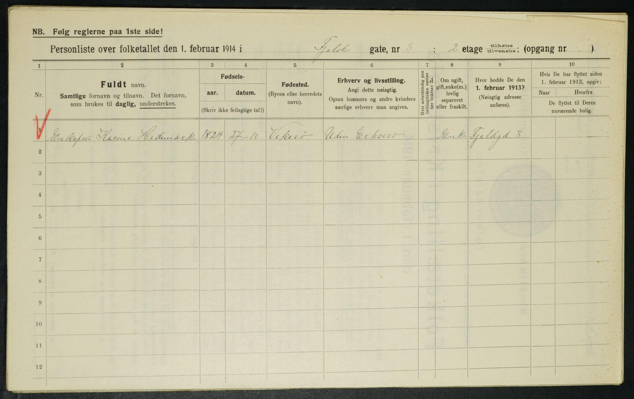 OBA, Municipal Census 1914 for Kristiania, 1914, p. 24458