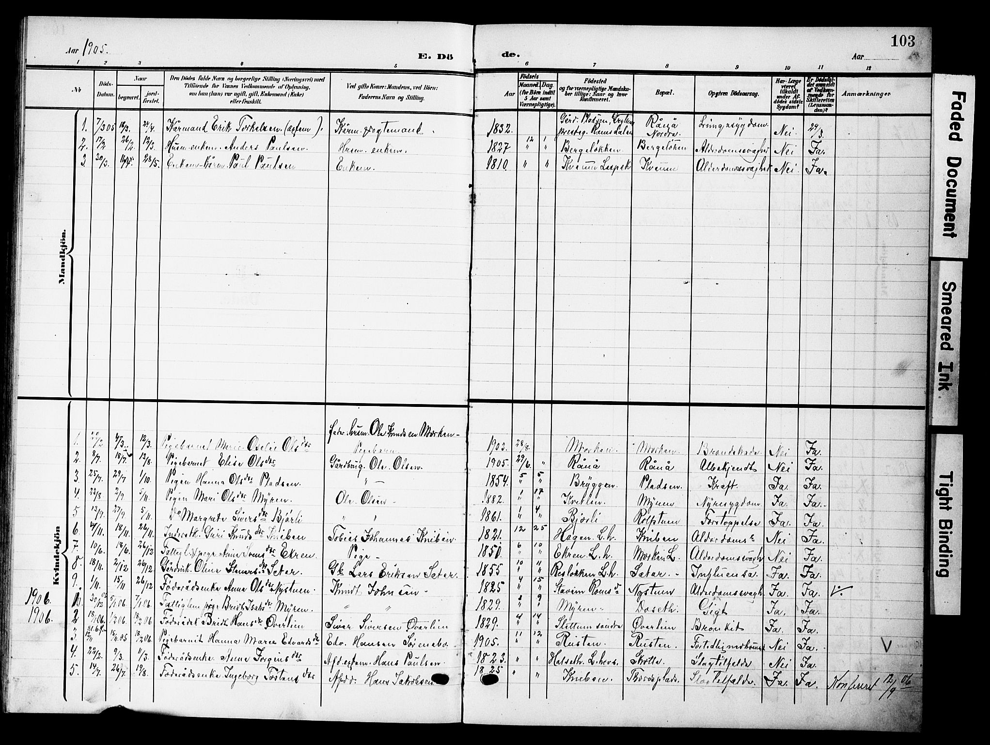 Lesja prestekontor, SAH/PREST-068/H/Ha/Hab/L0008: Parish register (copy) no. 8, 1905-1931, p. 103