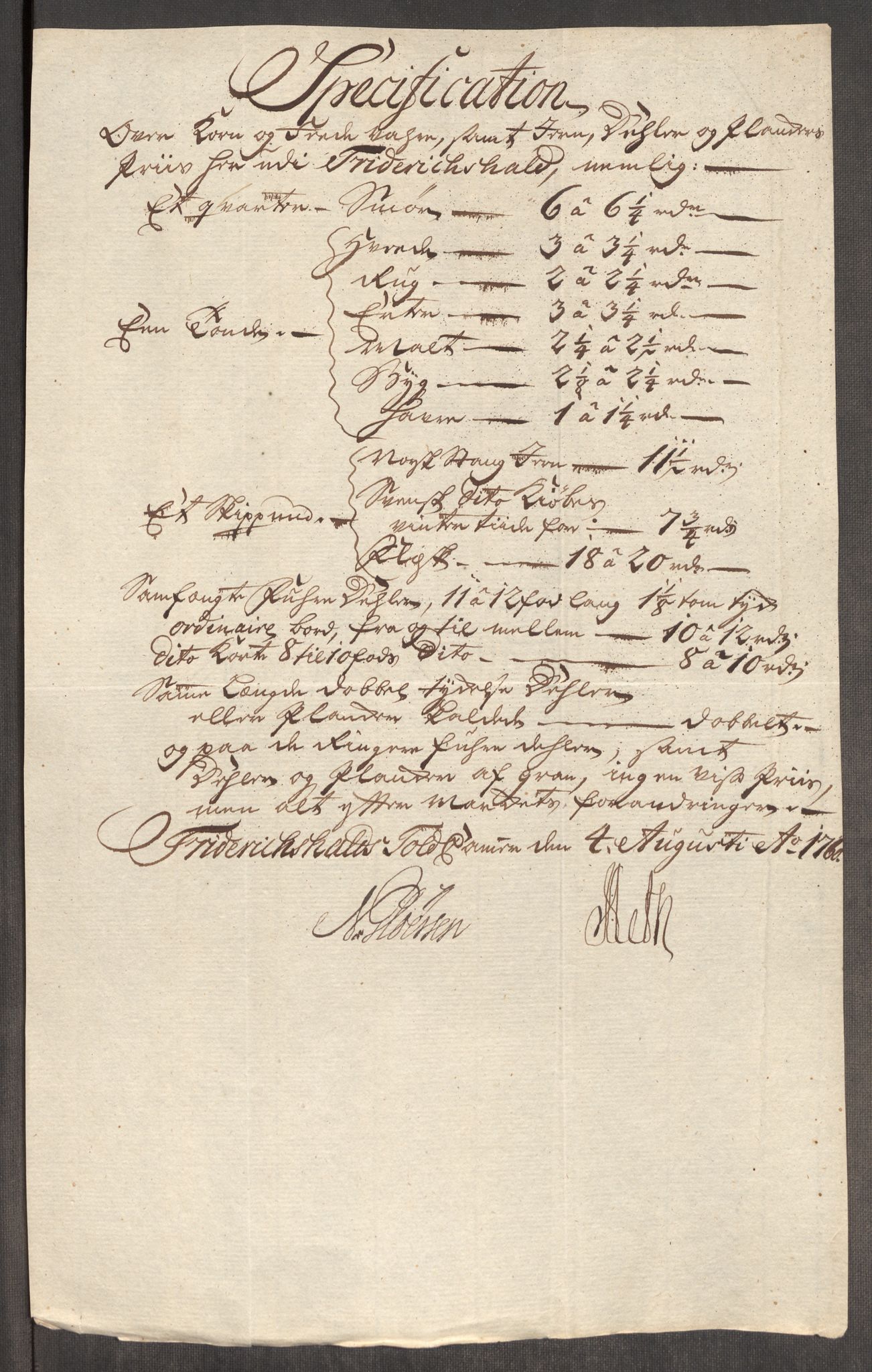 Rentekammeret inntil 1814, Realistisk ordnet avdeling, AV/RA-EA-4070/Oe/L0006: [Ø1]: Priskuranter, 1758-1760, p. 652