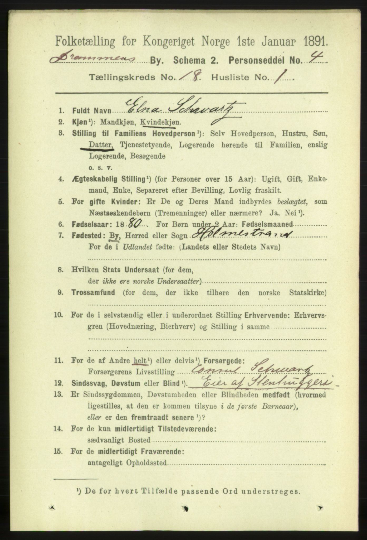 RA, 1891 census for 0602 Drammen, 1891, p. 11638