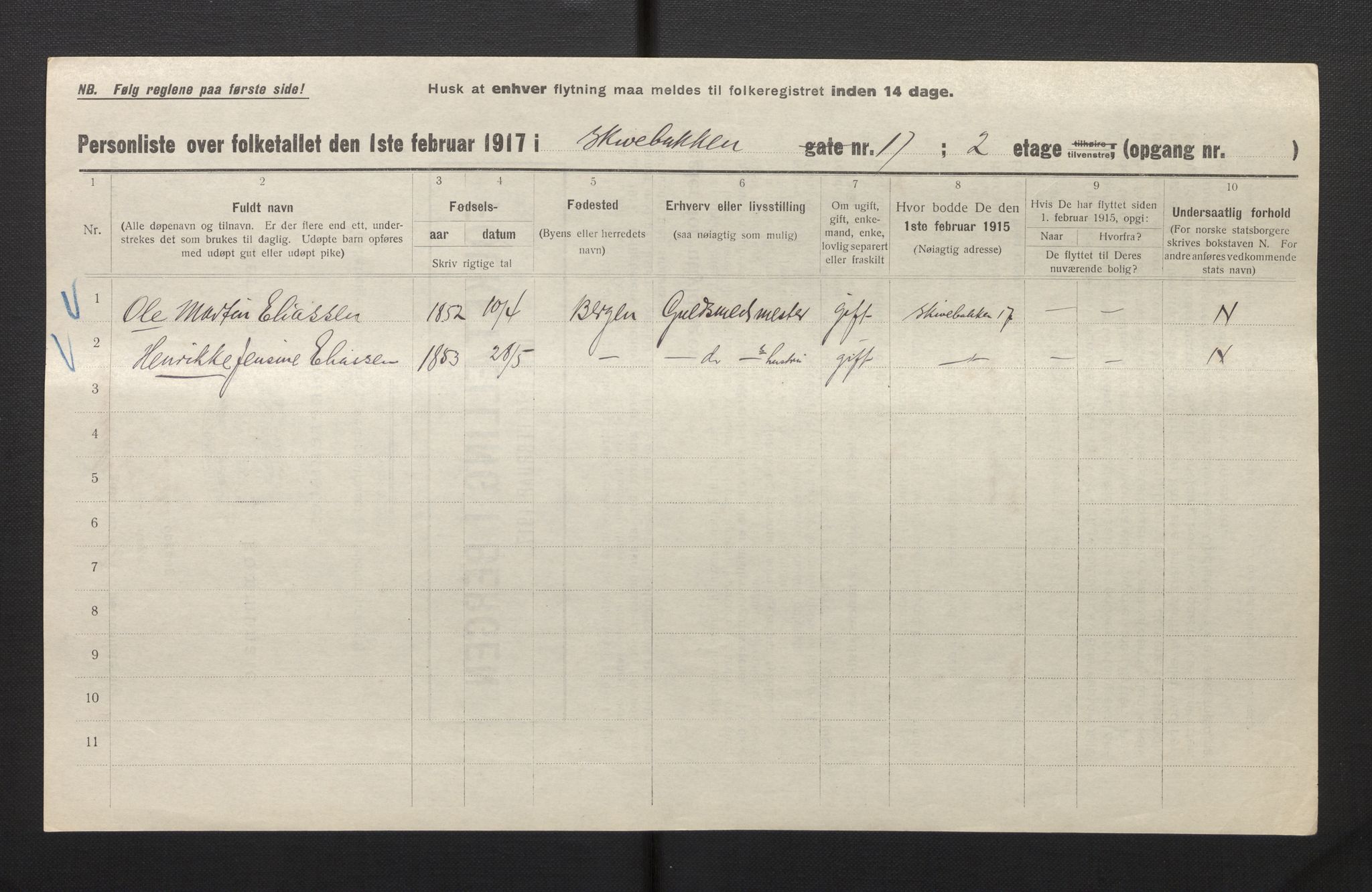 SAB, Municipal Census 1917 for Bergen, 1917, p. 34731