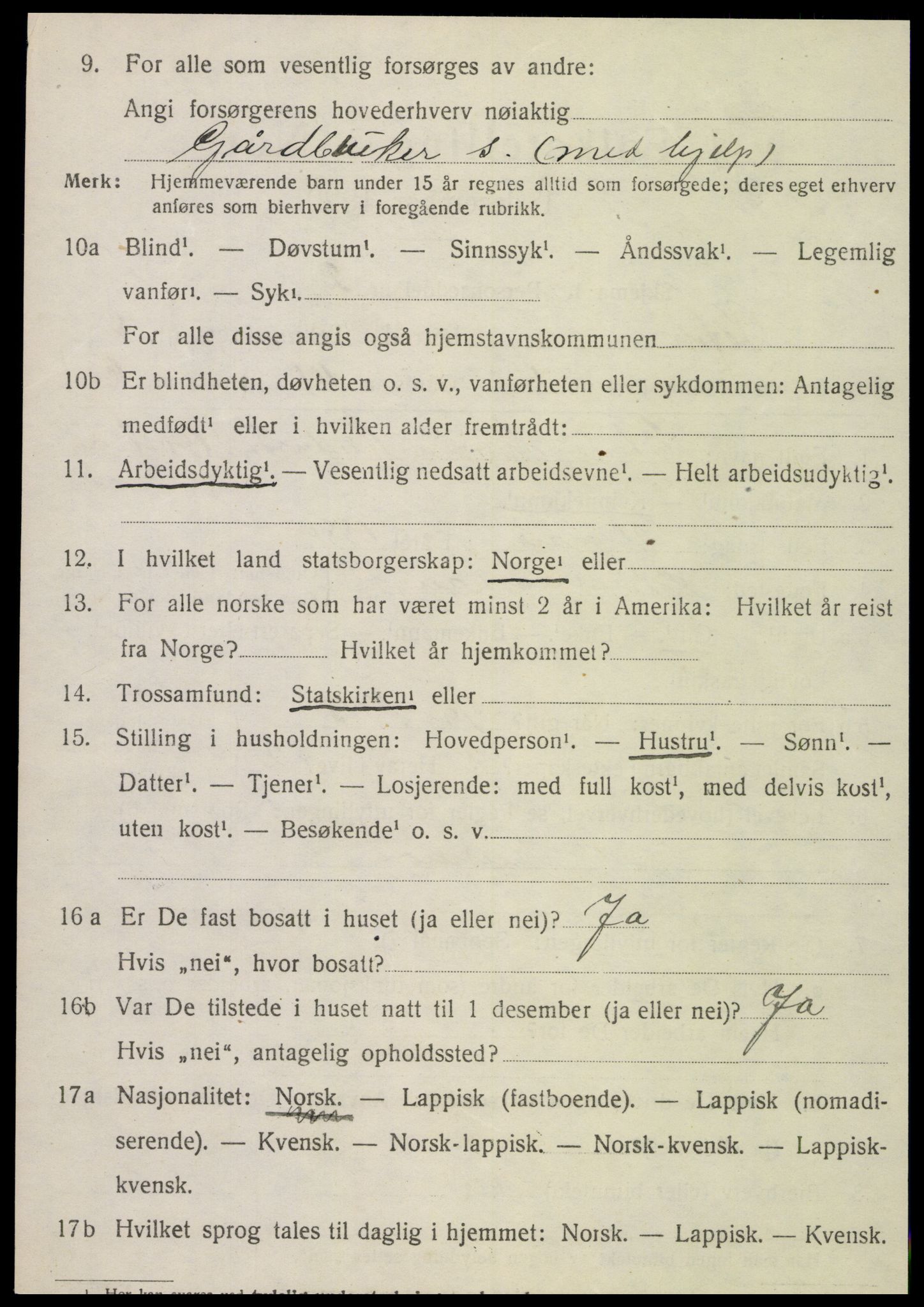 SAT, 1920 census for Vefsn, 1920, p. 5308