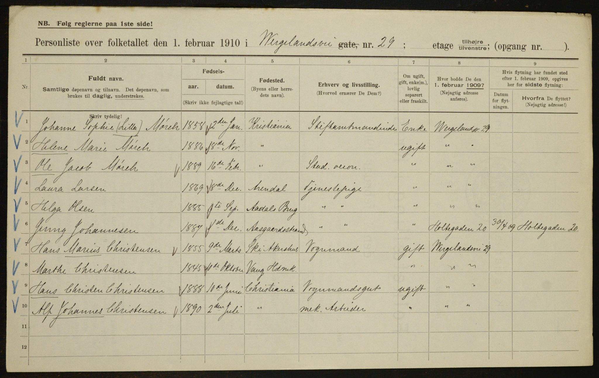 OBA, Municipal Census 1910 for Kristiania, 1910, p. 121283