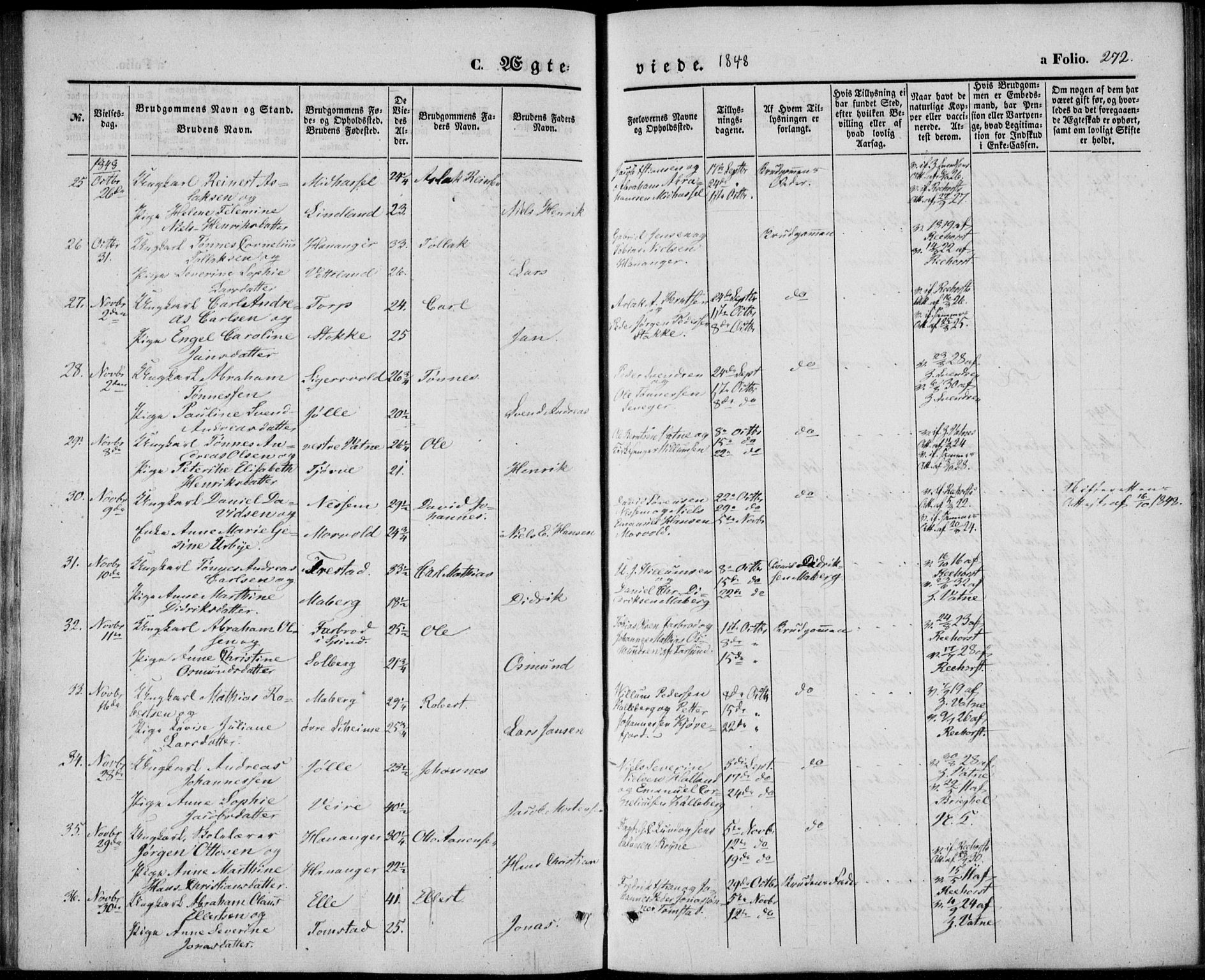 Lista sokneprestkontor, AV/SAK-1111-0027/F/Fb/L0002: Parish register (copy) no. B 2, 1847-1862, p. 272