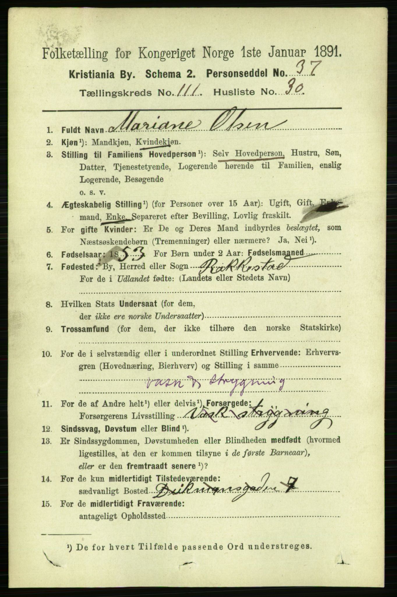 RA, 1891 census for 0301 Kristiania, 1891, p. 58682