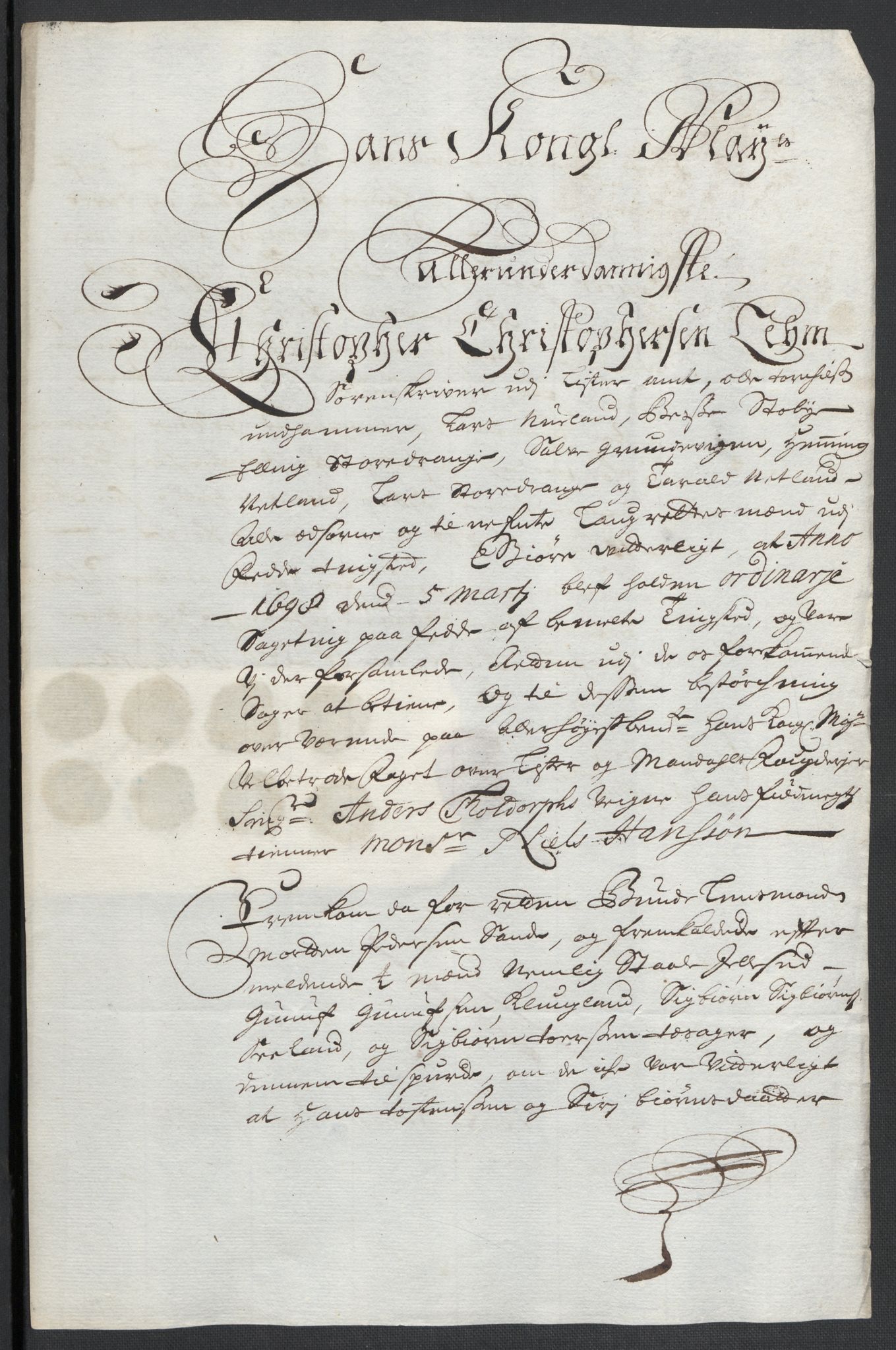 Rentekammeret inntil 1814, Reviderte regnskaper, Fogderegnskap, AV/RA-EA-4092/R43/L2546: Fogderegnskap Lista og Mandal, 1696-1697, p. 203
