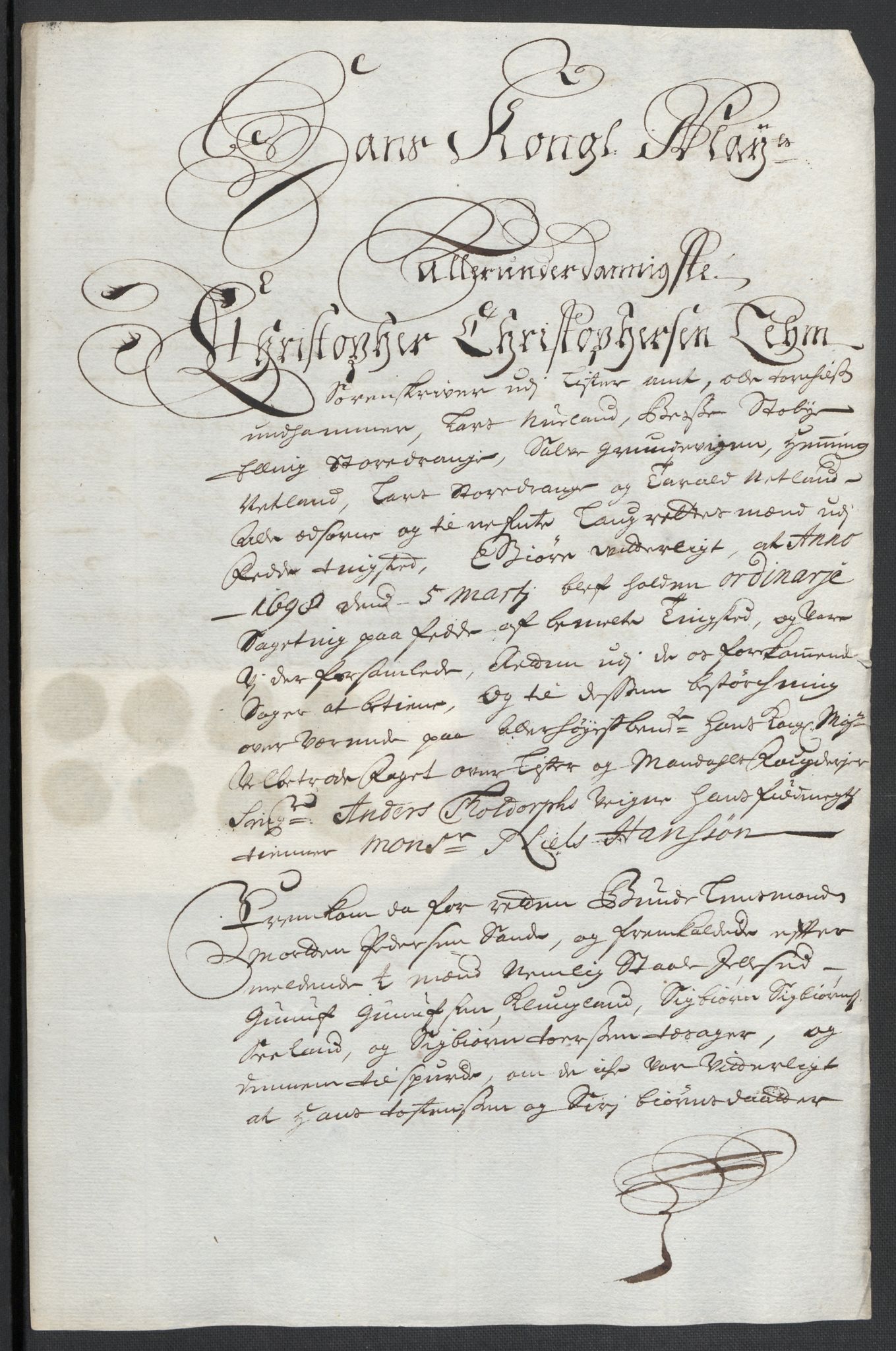 Rentekammeret inntil 1814, Reviderte regnskaper, Fogderegnskap, RA/EA-4092/R43/L2546: Fogderegnskap Lista og Mandal, 1696-1697, p. 203