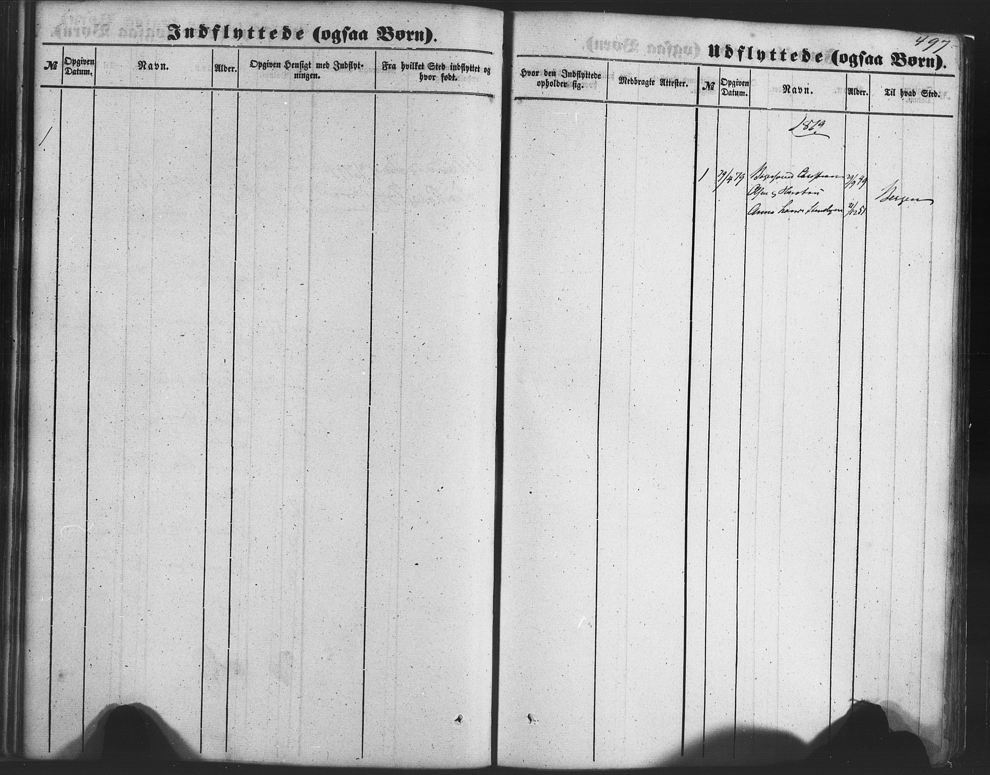 Fusa sokneprestembete, SAB/A-75401/H/Haa: Parish register (official) no. A 1II, 1855-1879, p. 497