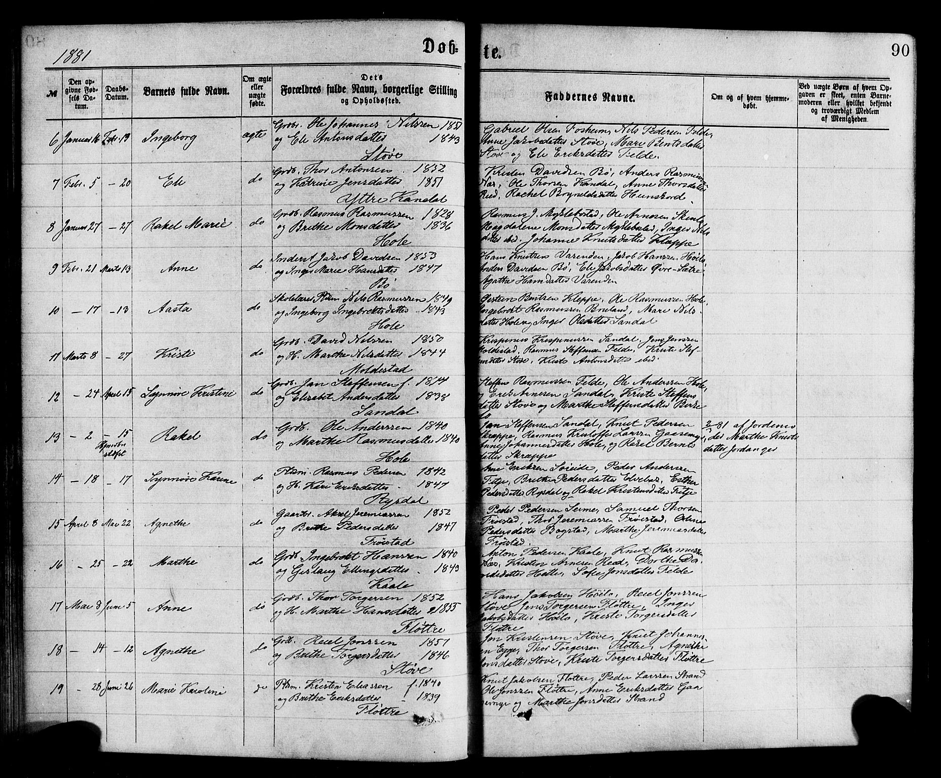 Gloppen sokneprestembete, AV/SAB-A-80101/H/Haa/Haac/L0001: Parish register (official) no. C 1, 1871-1886, p. 90