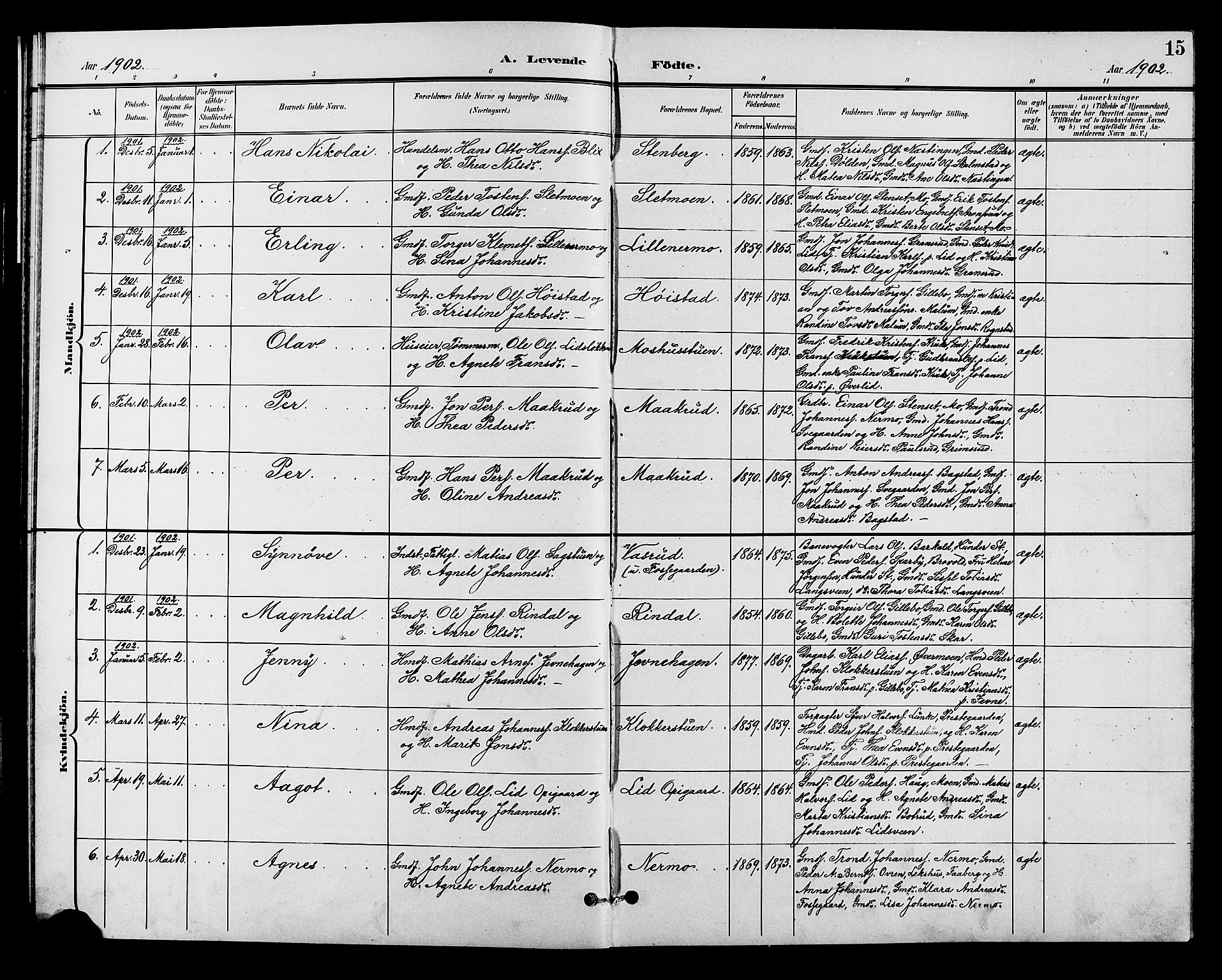 Øyer prestekontor, AV/SAH-PREST-084/H/Ha/Hab/L0005: Parish register (copy) no. 5, 1897-1913, p. 15
