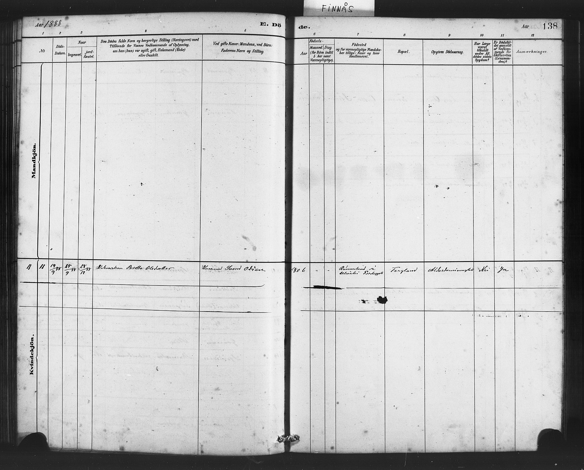 Finnås sokneprestembete, AV/SAB-A-99925/H/Ha/Haa/Haab/L0001: Parish register (official) no. B 1, 1881-1894, p. 138