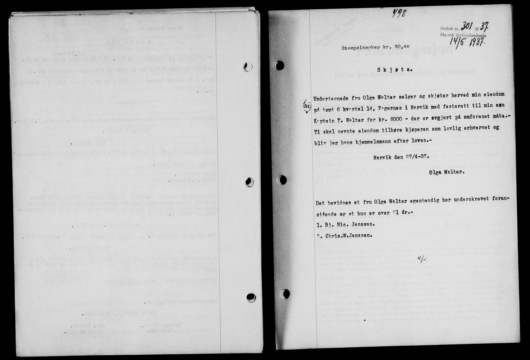 Narvik sorenskriveri, SAT/A-0002/1/2/2C/2Ca/L0011: Mortgage book no. 14, 1935-1937, Deed date: 14.05.1937