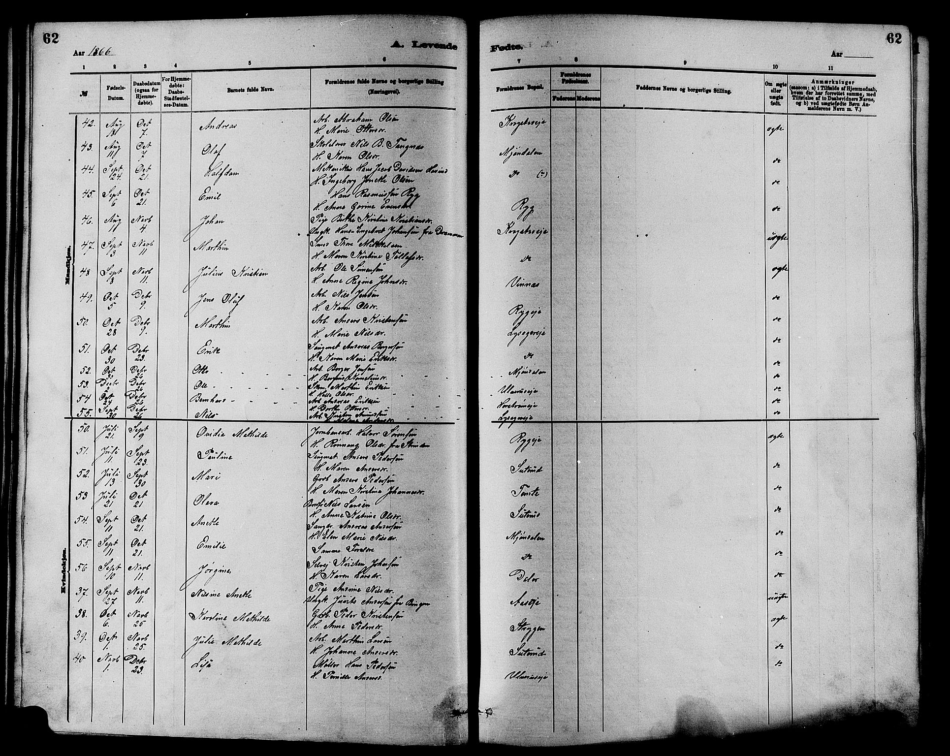 Nedre Eiker kirkebøker, SAKO/A-612/F/Fa/L0001: Parish register (official) no. 1, 1853-1877, p. 62