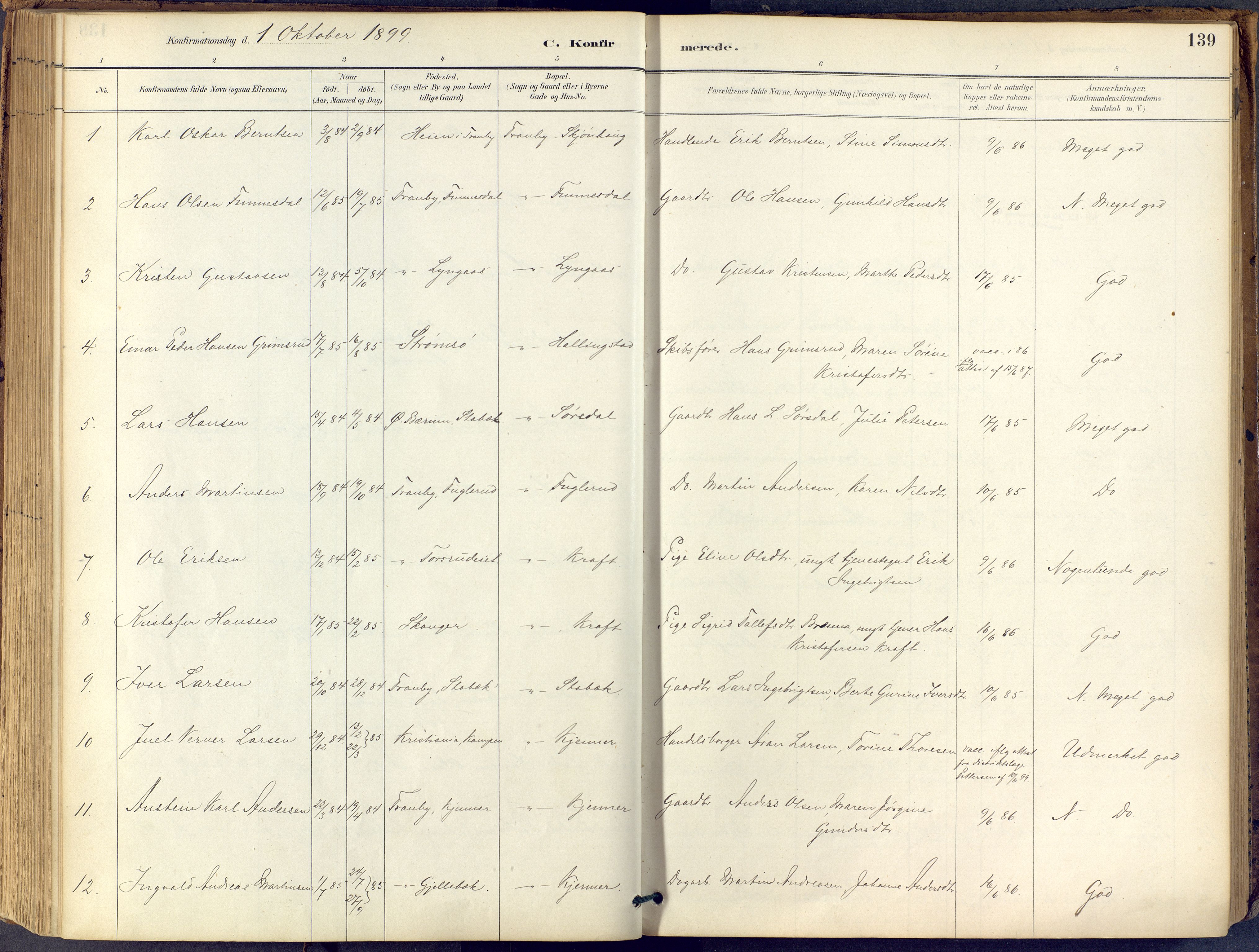 Lier kirkebøker, AV/SAKO-A-230/F/Fb/L0001: Parish register (official) no. II 1, 1883-1910, p. 139