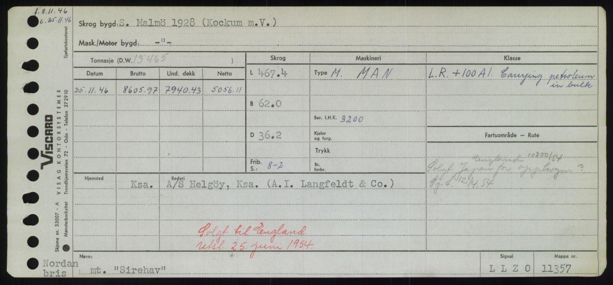 Sjøfartsdirektoratet med forløpere, Skipsmålingen, AV/RA-S-1627/H/Hd/L0033: Fartøy, Sevi-Sjø, p. 255