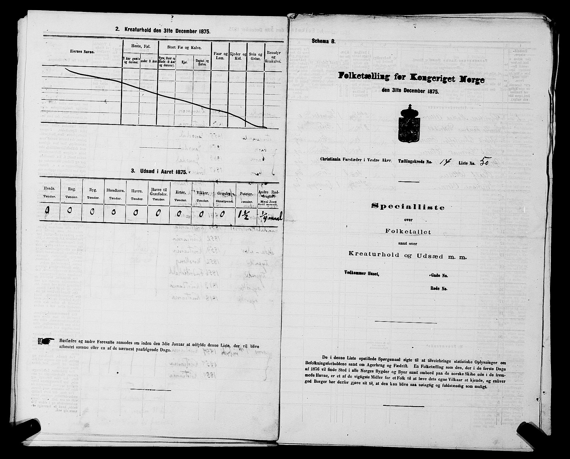RA, 1875 census for 0218aP Vestre Aker, 1875, p. 2345