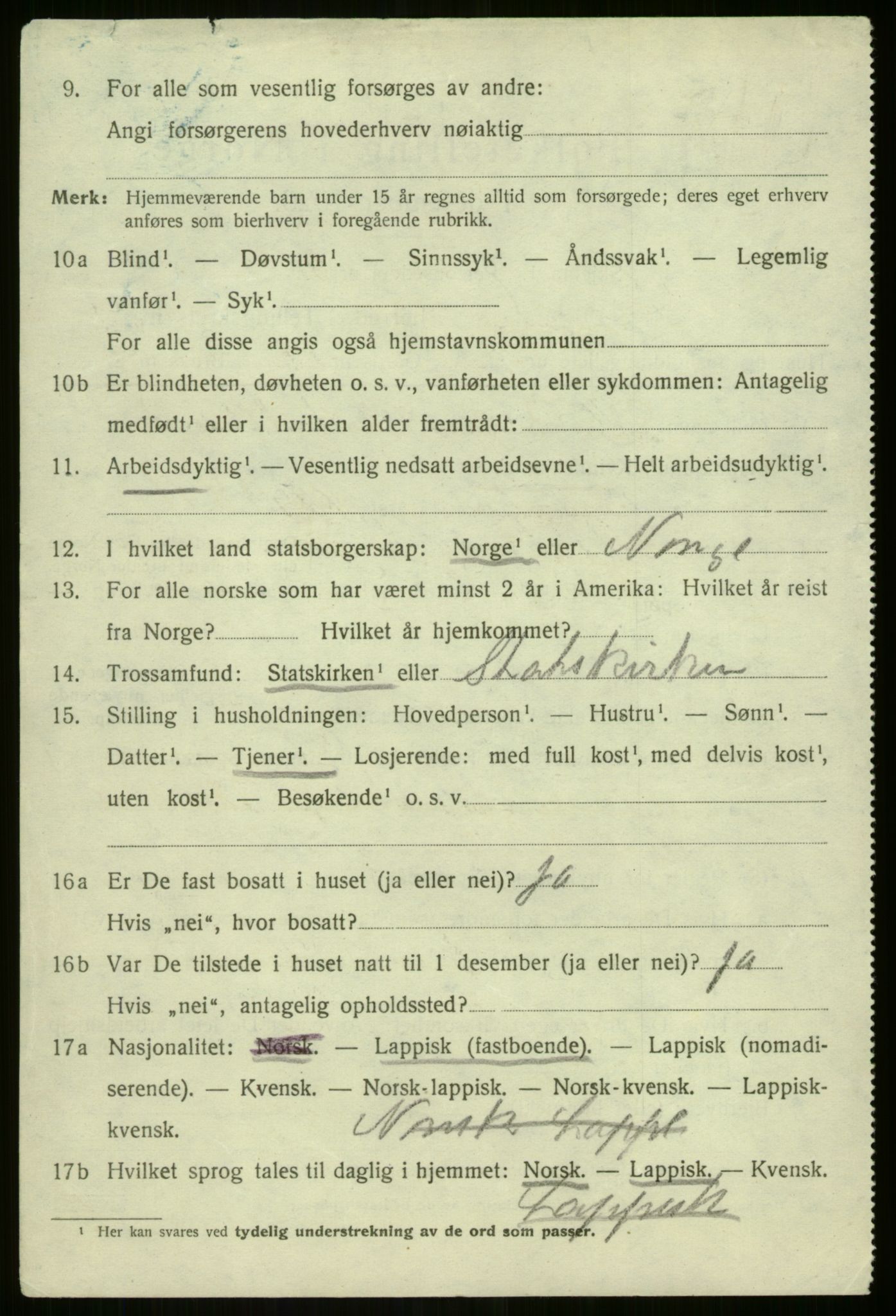 SATØ, 1920 census for Lyngen, 1920, p. 4026