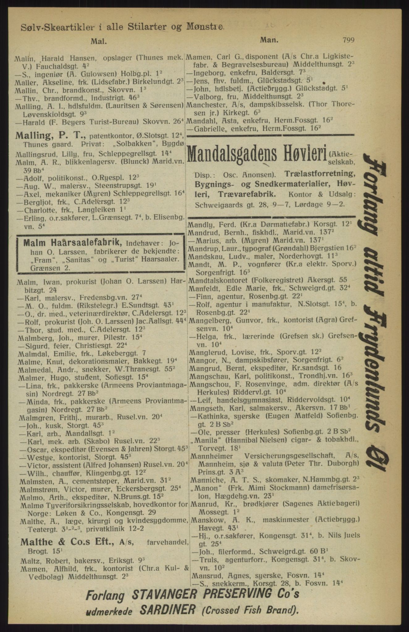 Kristiania/Oslo adressebok, PUBL/-, 1914, p. 799