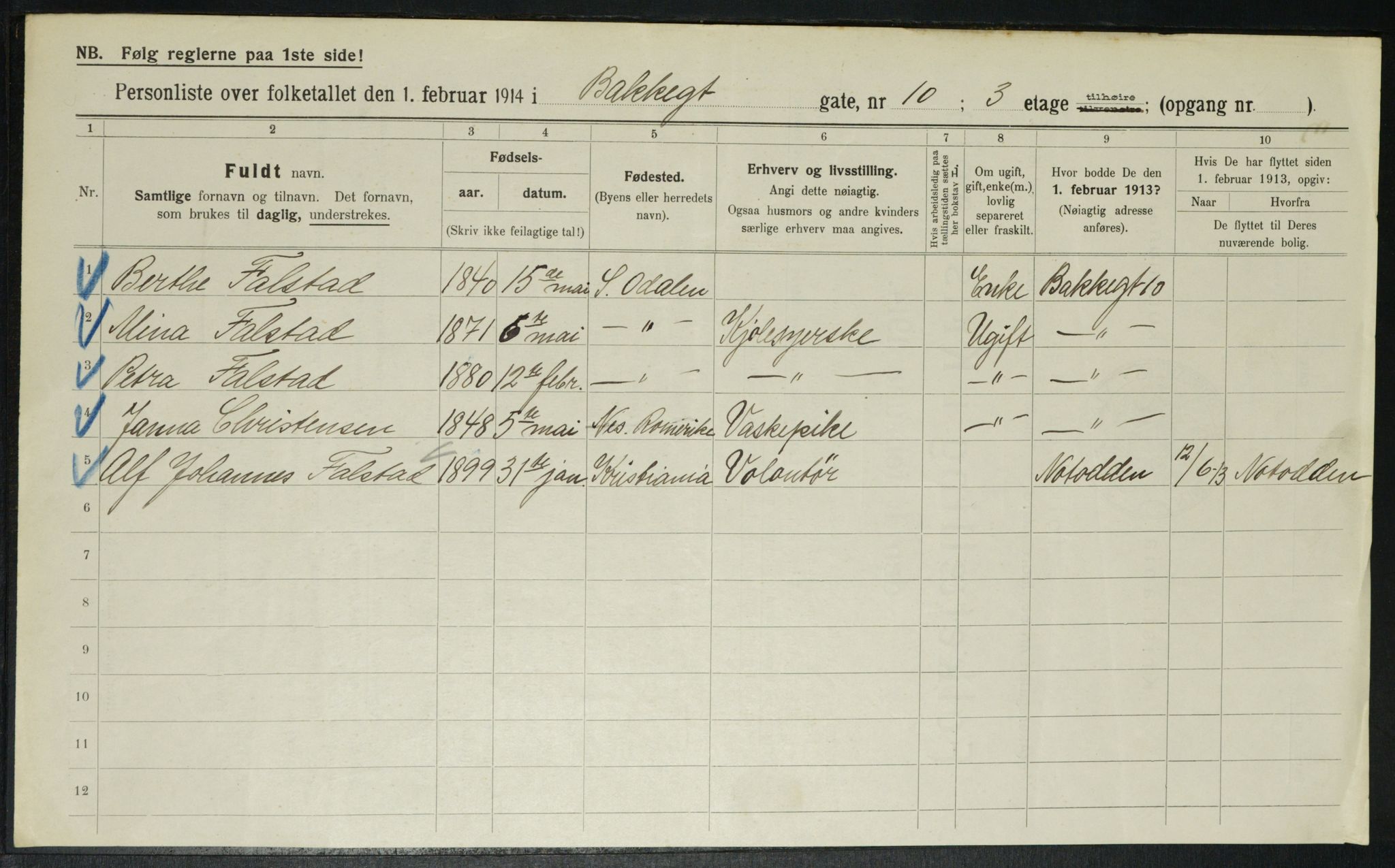 OBA, Municipal Census 1914 for Kristiania, 1914, p. 2775