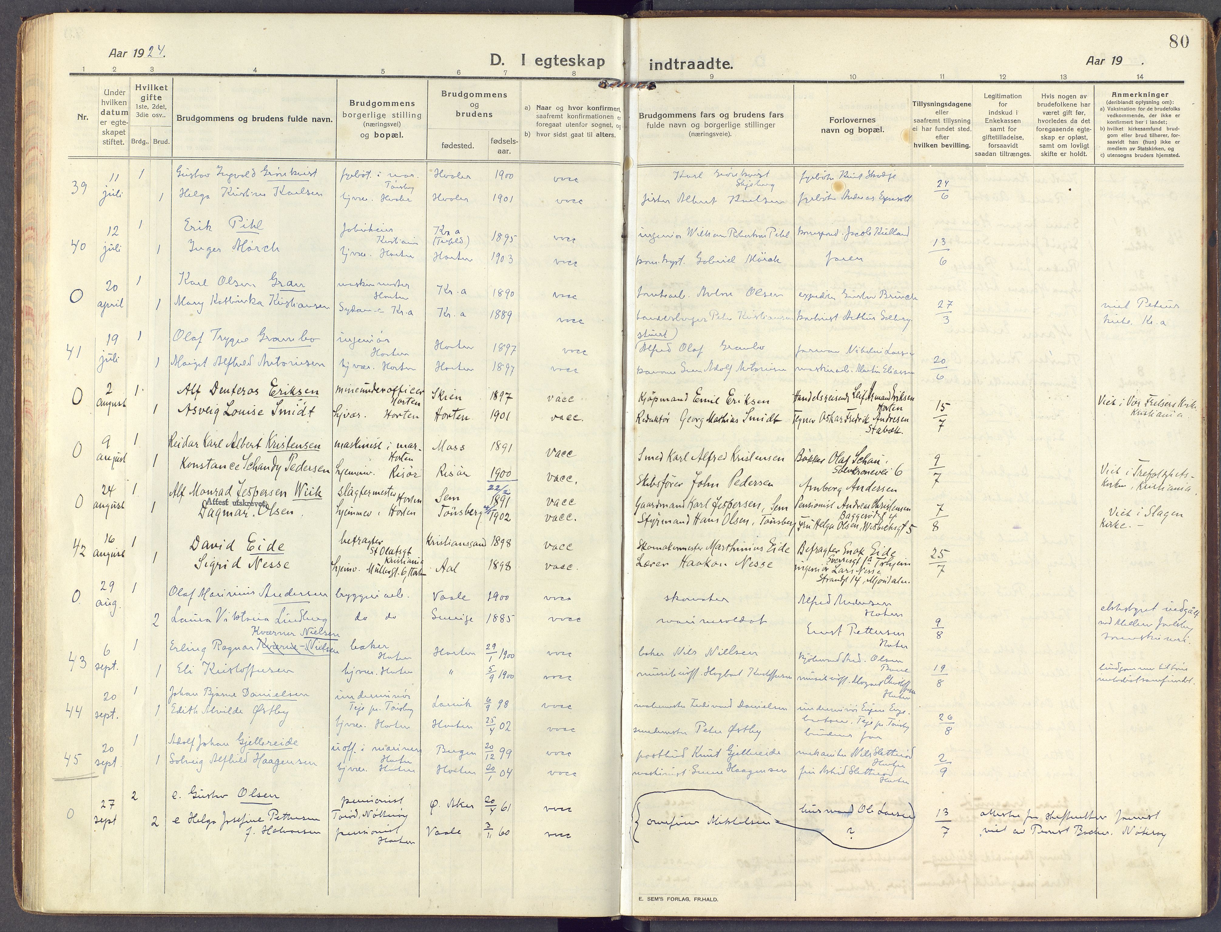 Horten kirkebøker, SAKO/A-348/F/Fa/L0008: Parish register (official) no. 8, 1913-1924, p. 80
