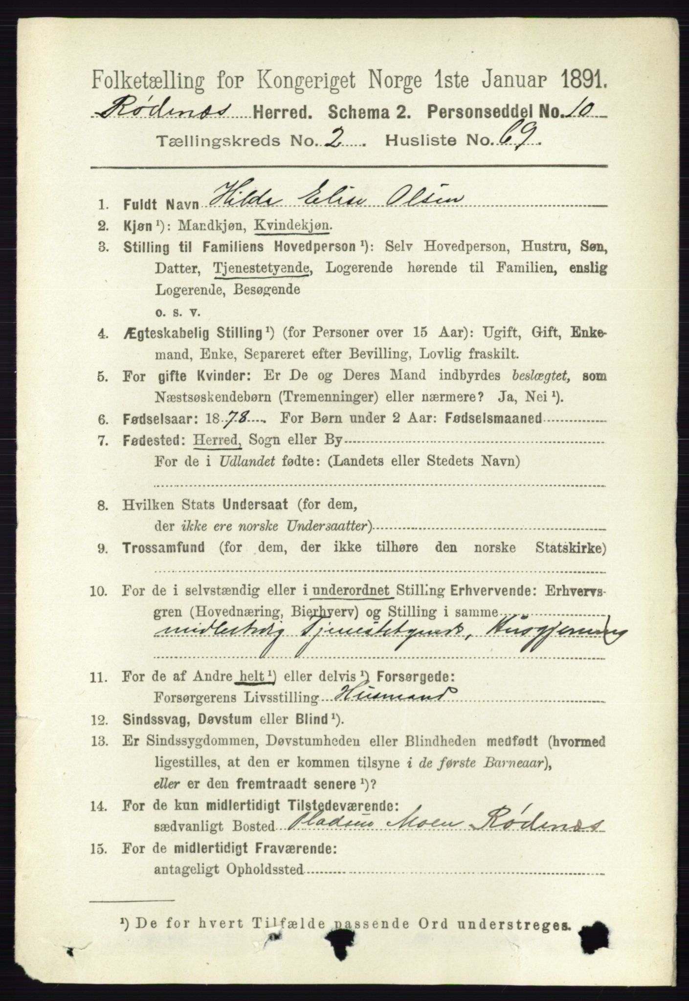 RA, 1891 census for 0120 Rødenes, 1891, p. 1124