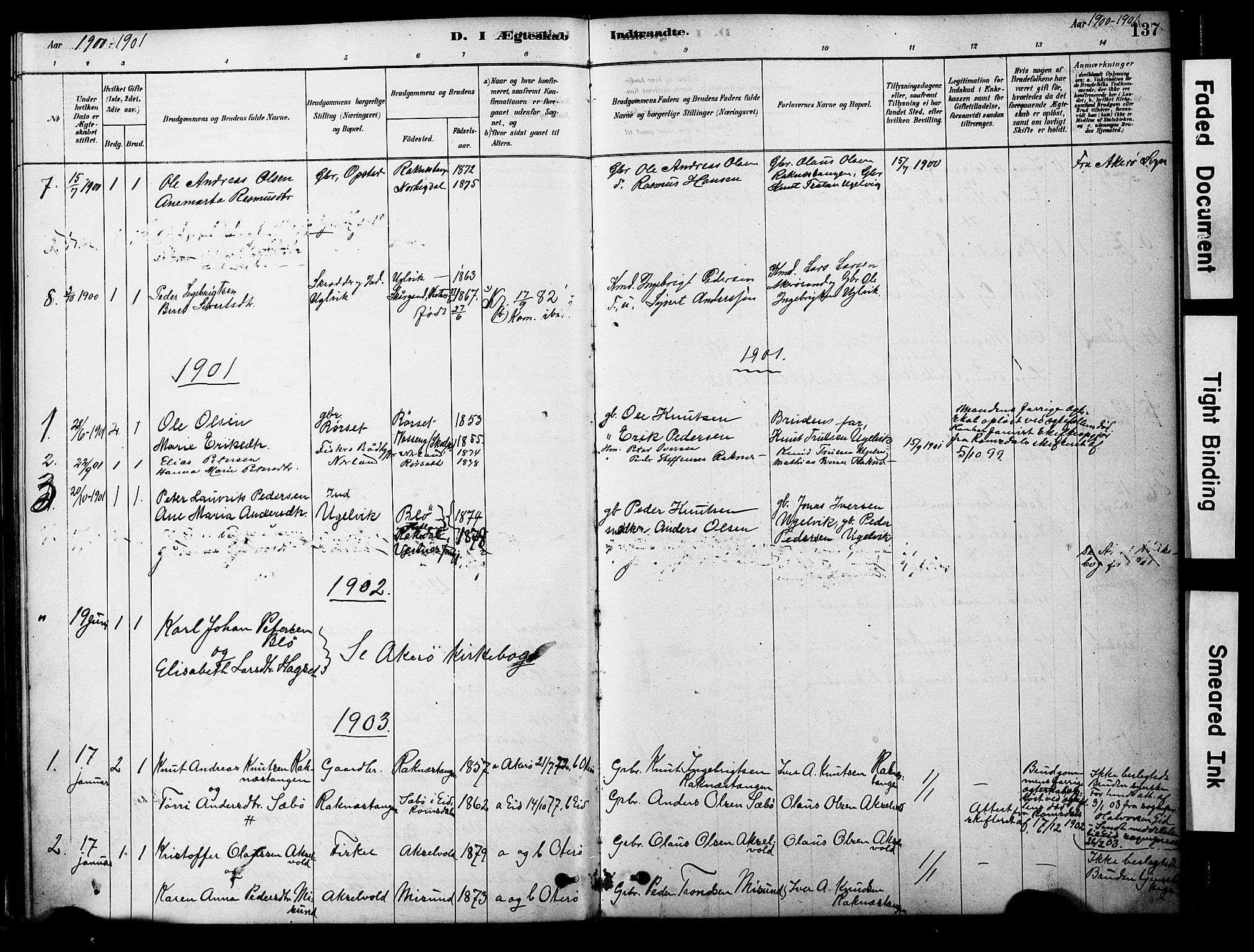 Ministerialprotokoller, klokkerbøker og fødselsregistre - Møre og Romsdal, AV/SAT-A-1454/563/L0736: Parish register (official) no. 563A01, 1878-1903, p. 137