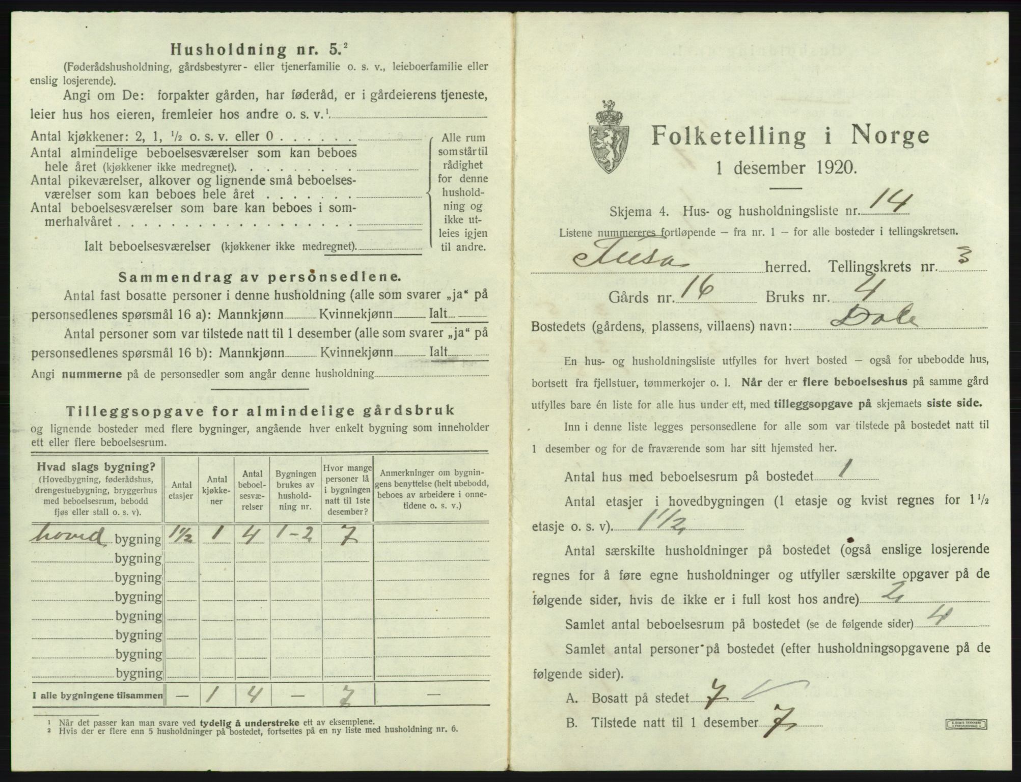 SAB, 1920 census for Fusa, 1920, p. 166