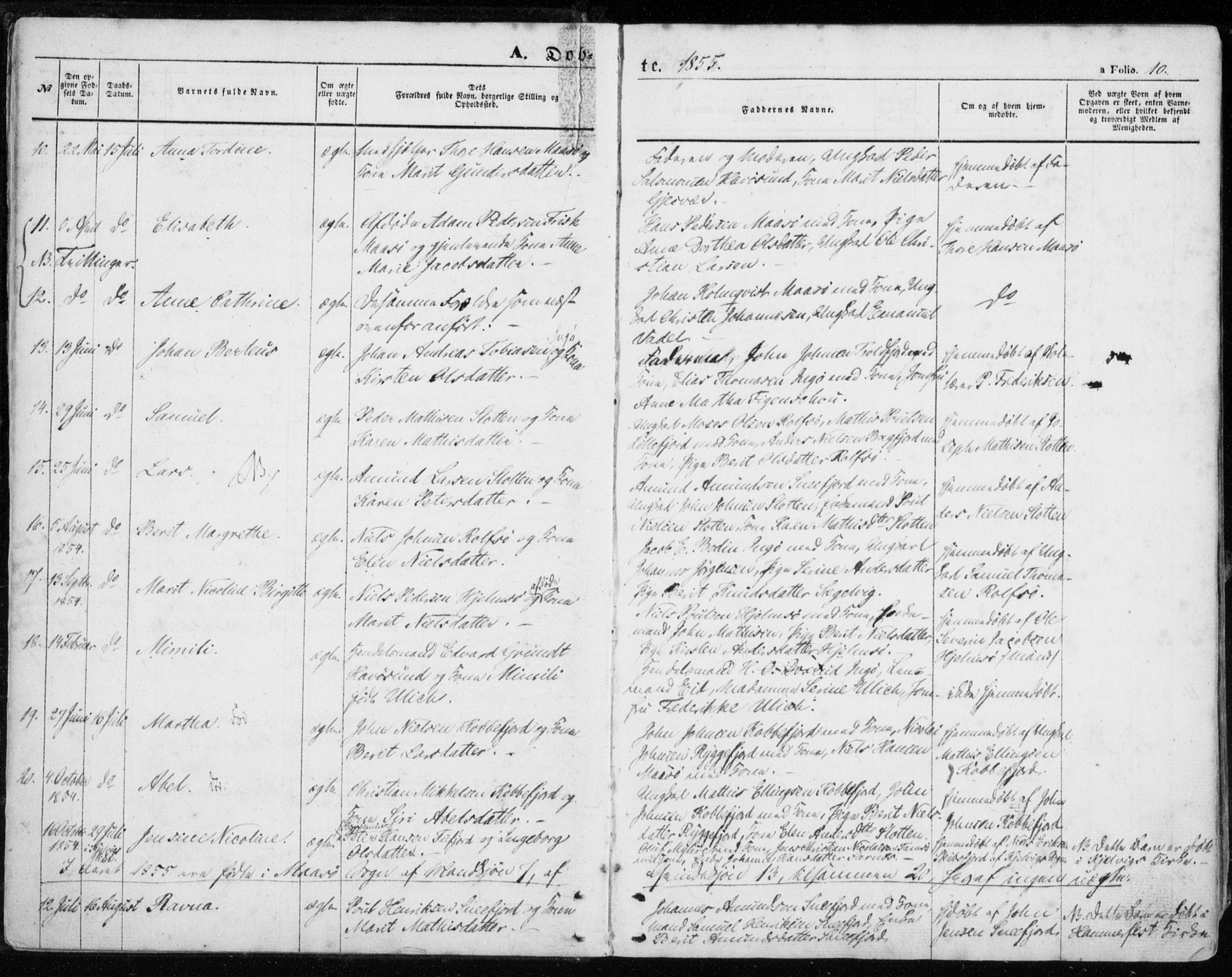 Måsøy sokneprestkontor, SATØ/S-1348/H/Ha/L0002kirke: Parish register (official) no. 2, 1852-1865, p. 10