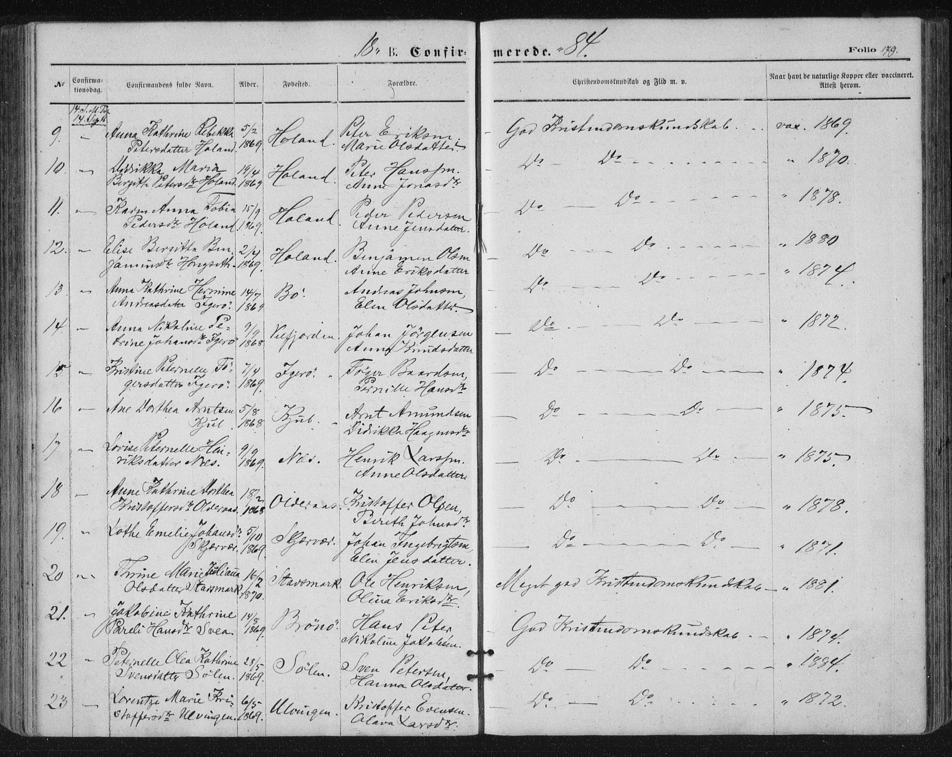 Ministerialprotokoller, klokkerbøker og fødselsregistre - Nordland, SAT/A-1459/816/L0241: Parish register (official) no. 816A07, 1870-1885, p. 179