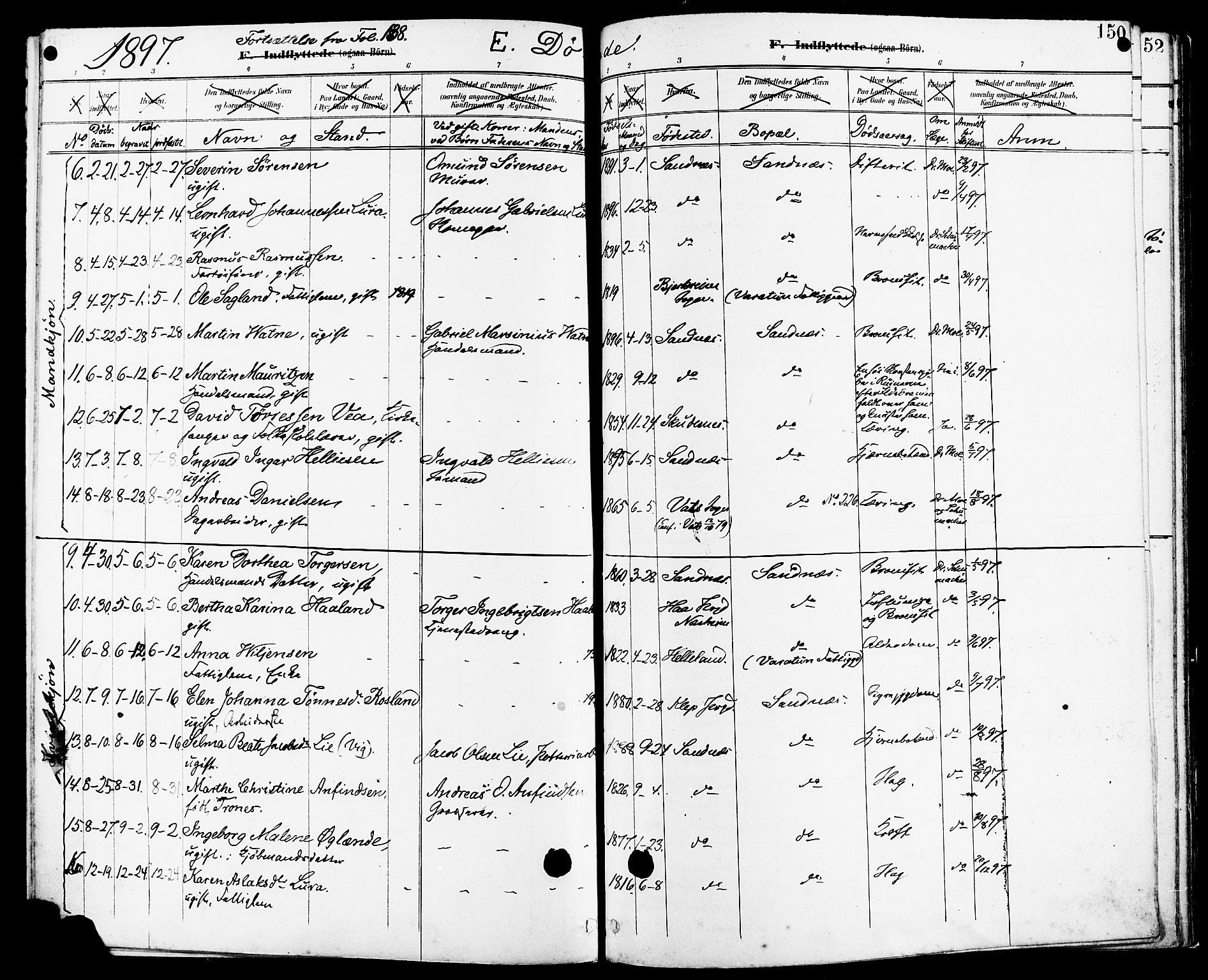 Høyland sokneprestkontor, SAST/A-101799/001/30BA/L0014: Parish register (official) no. A 12, 1890-1898, p. 150
