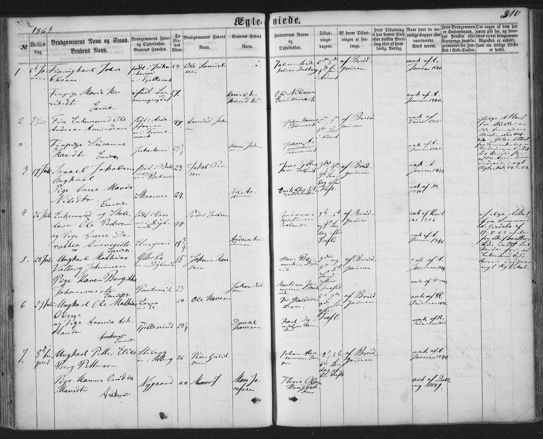 Ministerialprotokoller, klokkerbøker og fødselsregistre - Nordland, SAT/A-1459/863/L0896: Parish register (official) no. 863A08, 1861-1871, p. 310