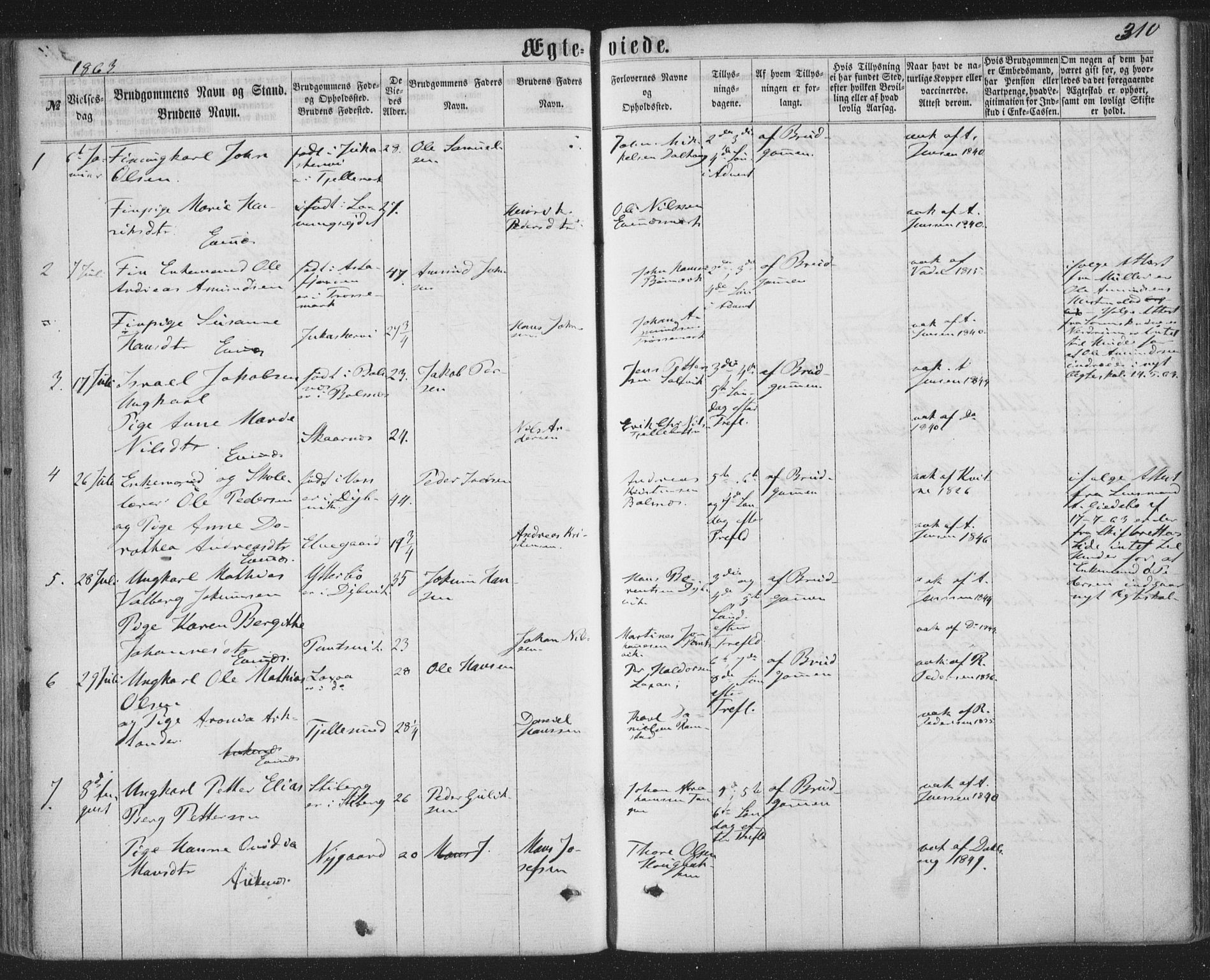 Ministerialprotokoller, klokkerbøker og fødselsregistre - Nordland, AV/SAT-A-1459/863/L0896: Parish register (official) no. 863A08, 1861-1871, p. 310