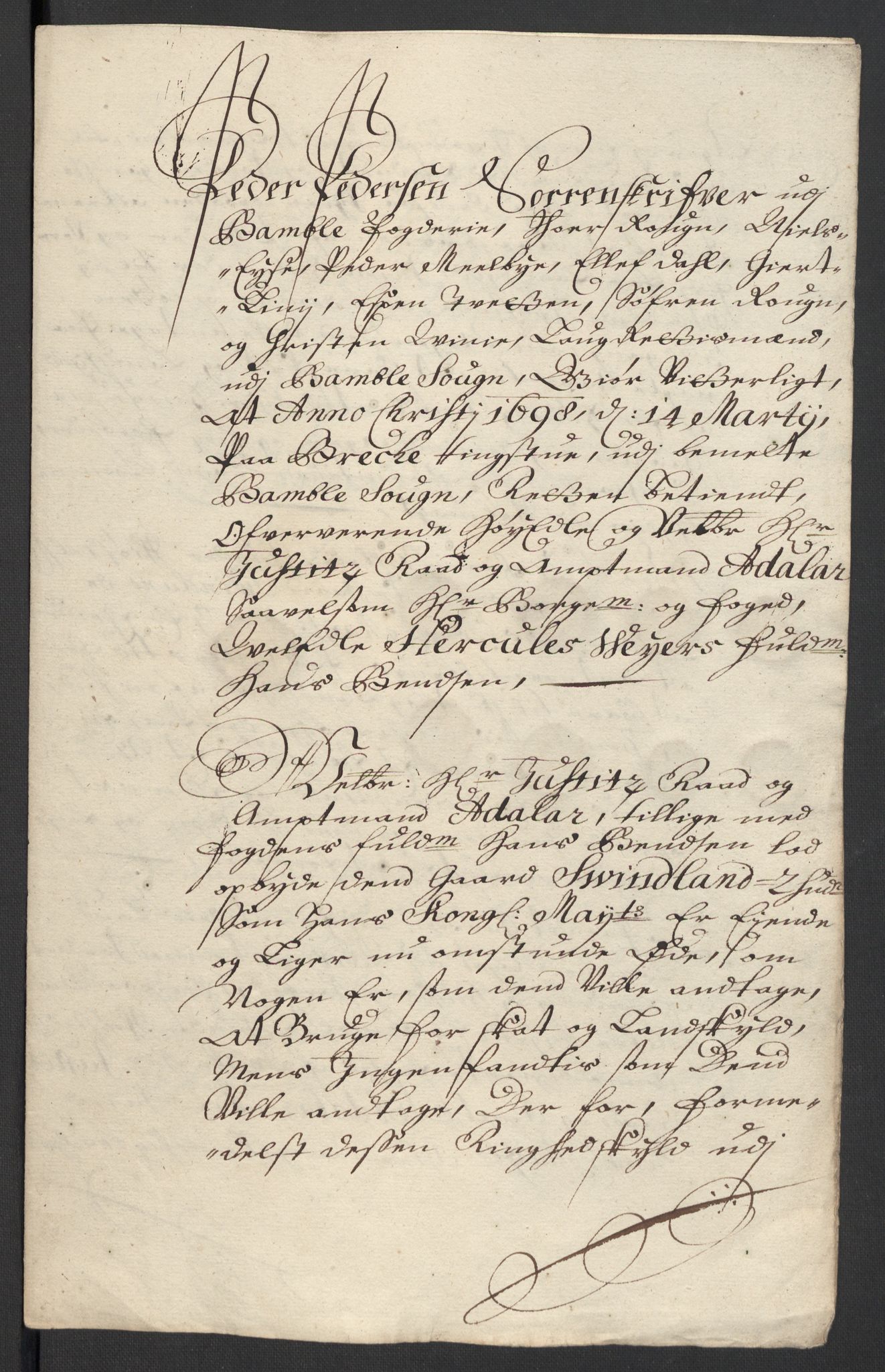 Rentekammeret inntil 1814, Reviderte regnskaper, Fogderegnskap, RA/EA-4092/R36/L2099: Fogderegnskap Øvre og Nedre Telemark og Bamble, 1698, p. 272