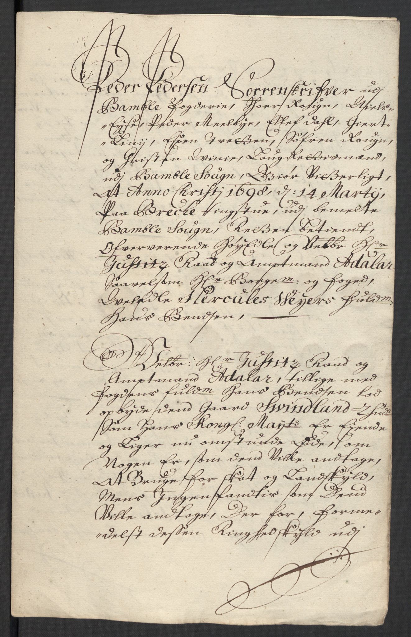 Rentekammeret inntil 1814, Reviderte regnskaper, Fogderegnskap, AV/RA-EA-4092/R36/L2099: Fogderegnskap Øvre og Nedre Telemark og Bamble, 1698, p. 272