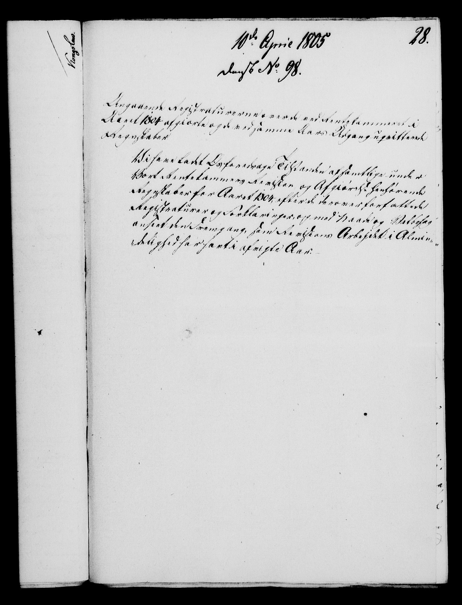 Rentekammeret, Kammerkanselliet, AV/RA-EA-3111/G/Gf/Gfa/L0087: Norsk relasjons- og resolusjonsprotokoll (merket RK 52.87), 1805, p. 173