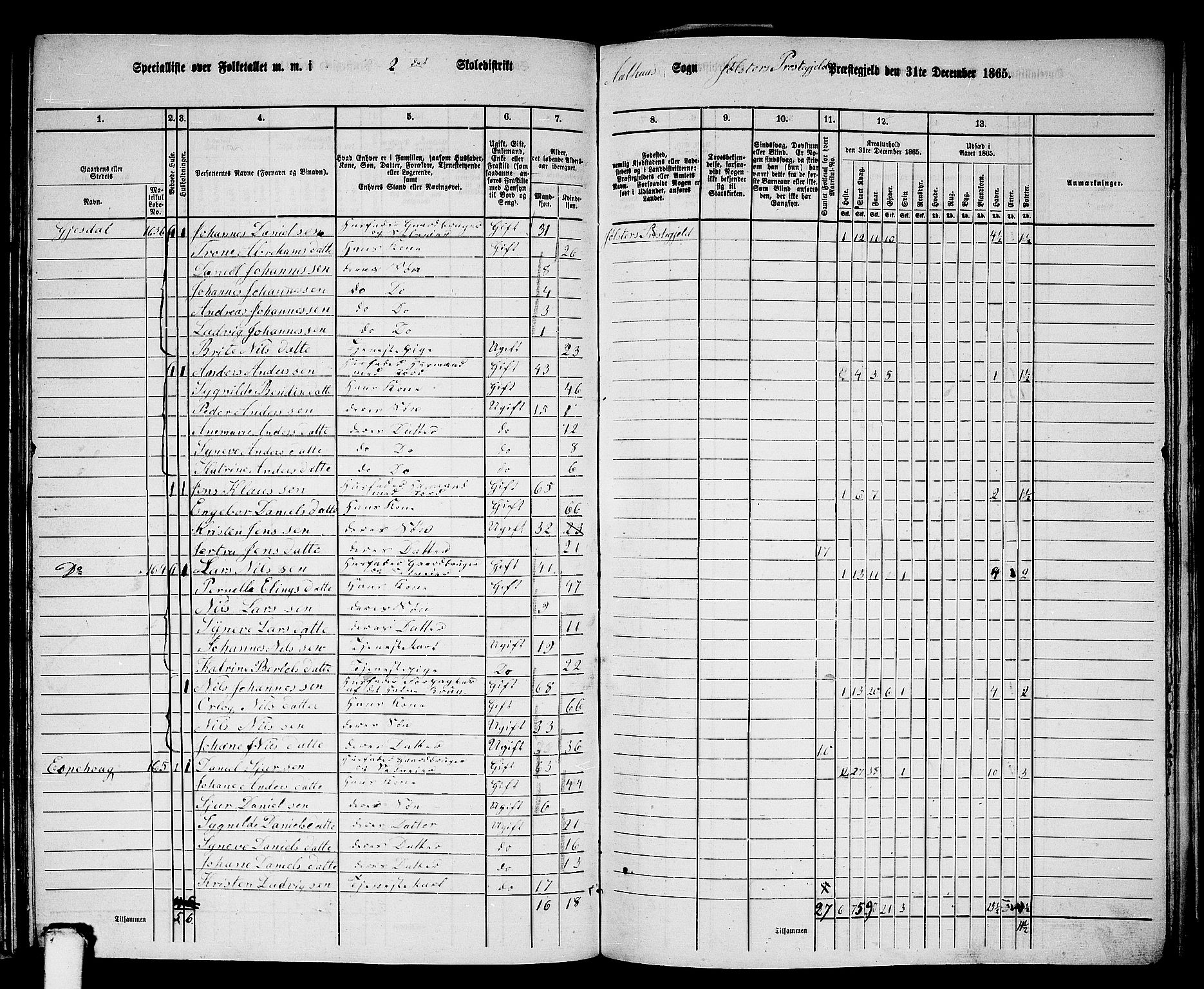 RA, 1865 census for Jølster, 1865, p. 85