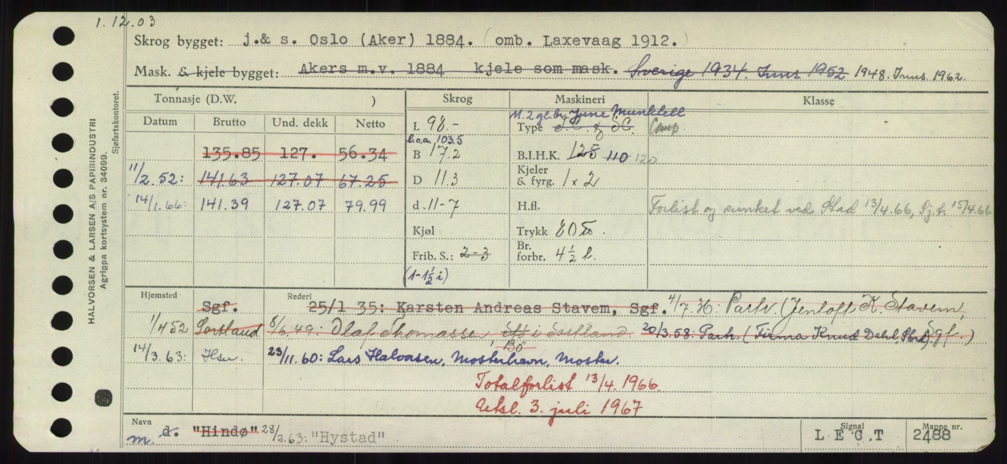 Sjøfartsdirektoratet med forløpere, Skipsmålingen, RA/S-1627/H/Hd/L0017: Fartøy, Holi-Hå, p. 227