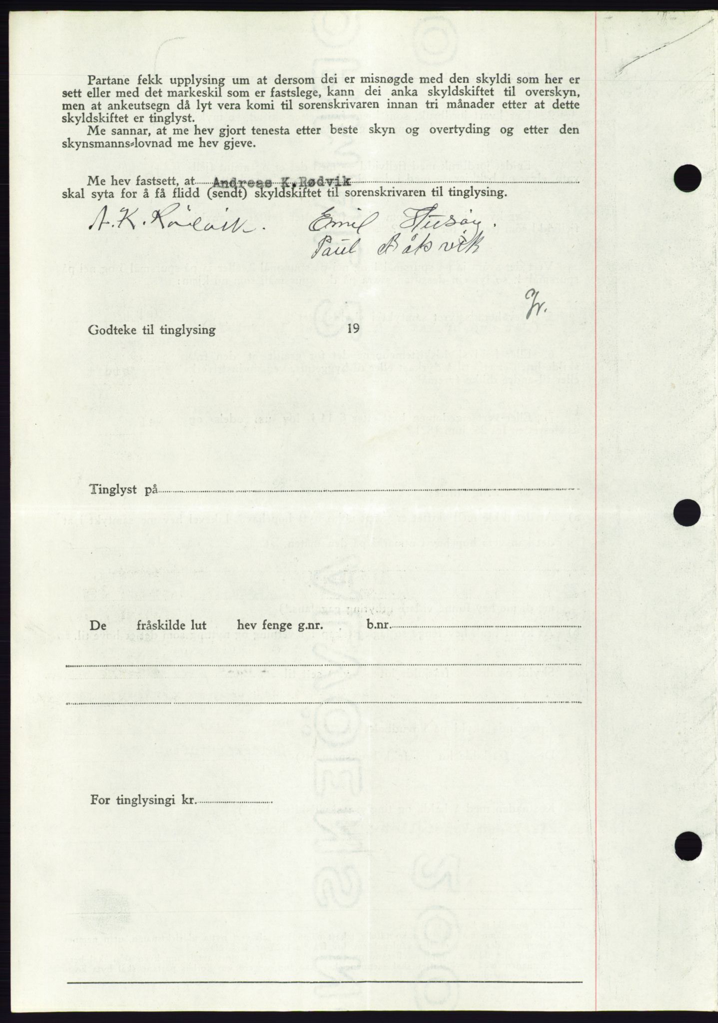 Søre Sunnmøre sorenskriveri, AV/SAT-A-4122/1/2/2C/L0077: Mortgage book no. 3A, 1945-1946, Diary no: : 735/1945