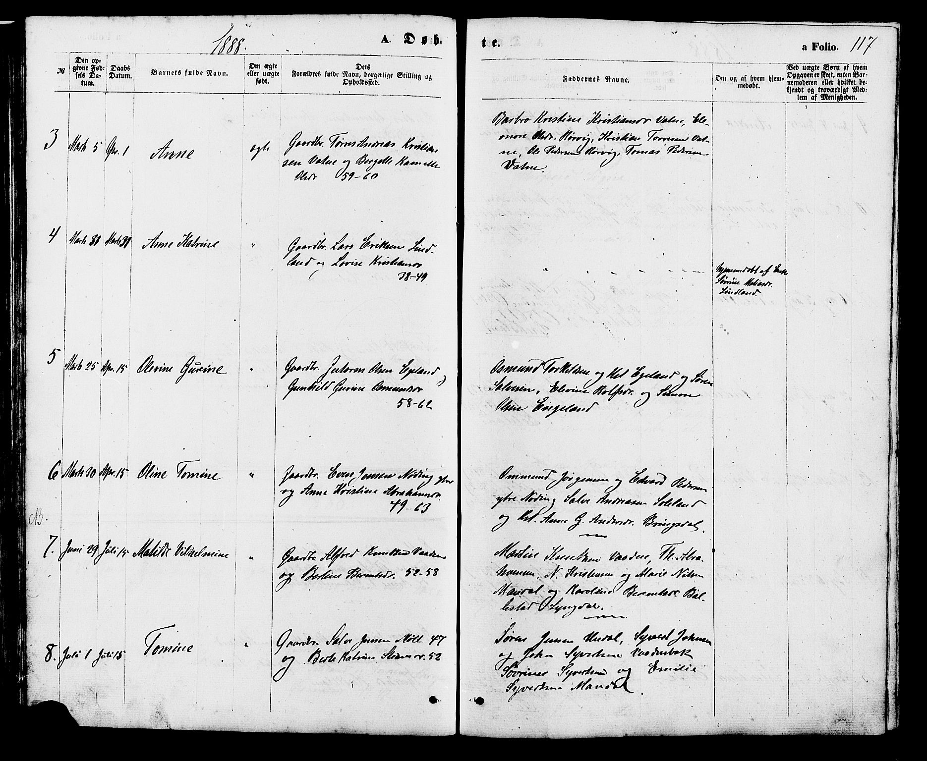 Holum sokneprestkontor, SAK/1111-0022/F/Fb/Fba/L0004: Parish register (copy) no. B 4, 1867-1890, p. 117