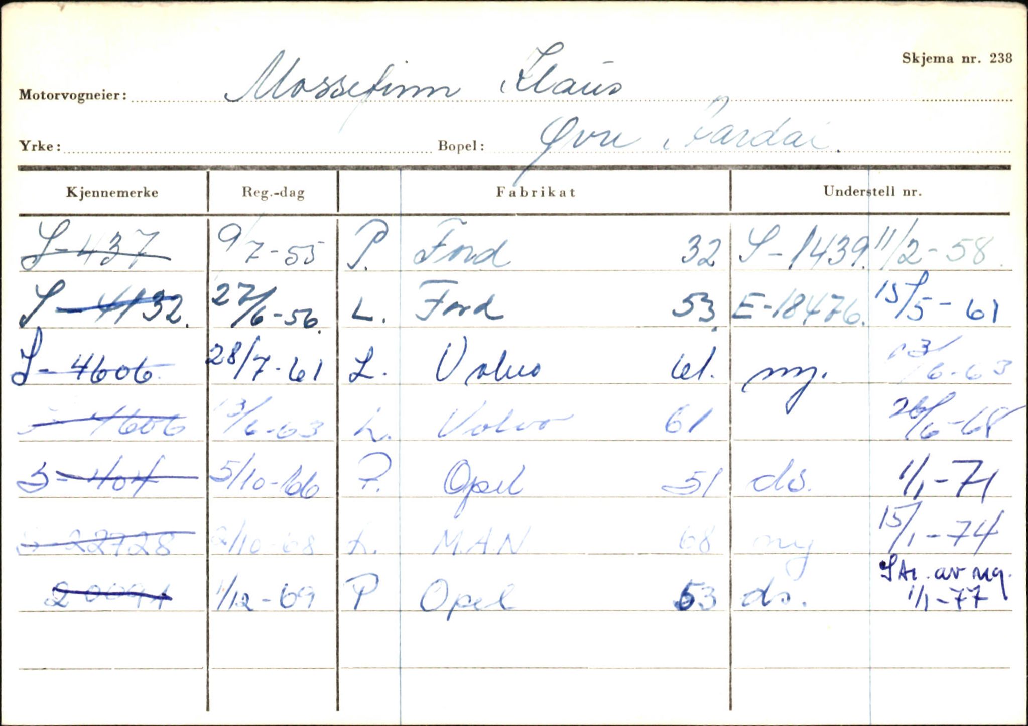 Statens vegvesen, Sogn og Fjordane vegkontor, SAB/A-5301/4/F/L0145: Registerkort Vågsøy S-Å. Årdal I-P, 1945-1975, p. 1850