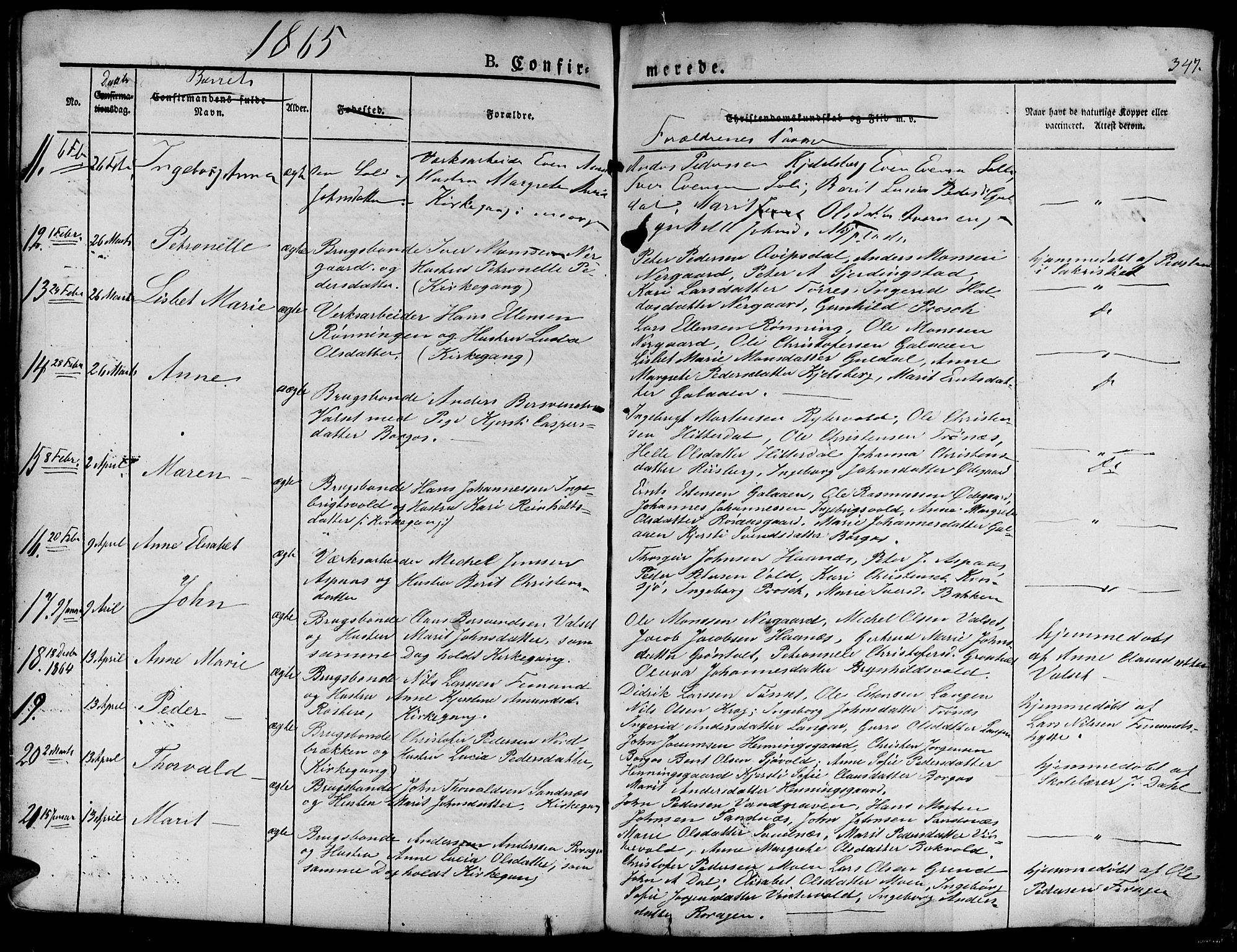Ministerialprotokoller, klokkerbøker og fødselsregistre - Sør-Trøndelag, SAT/A-1456/681/L0938: Parish register (copy) no. 681C02, 1829-1879, p. 347