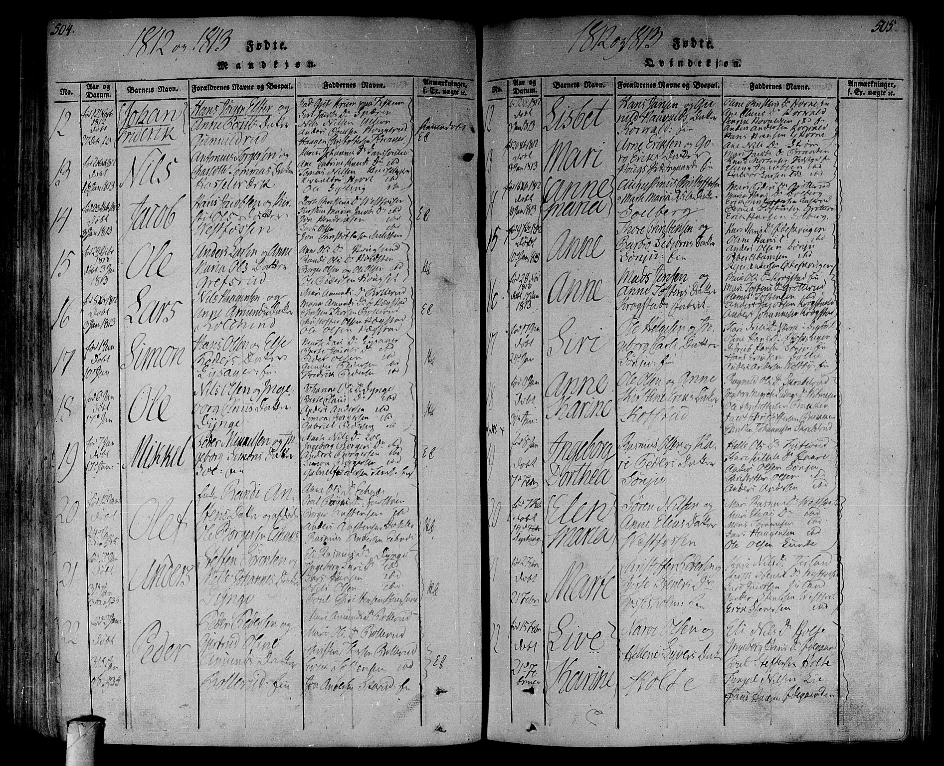 Eiker kirkebøker, SAKO/A-4/F/Fa/L0010: Parish register (official) no. I 10, 1806-1815, p. 504-505