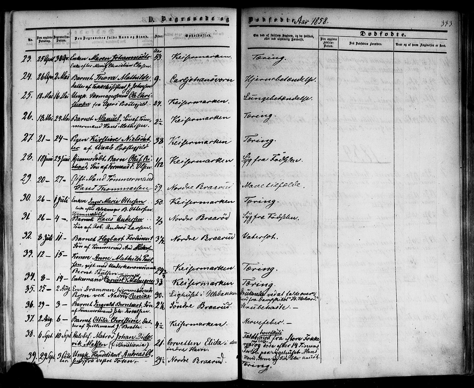 Horten kirkebøker, AV/SAKO-A-348/F/Fa/L0001: Parish register (official) no. 1, 1855-1871, p. 343