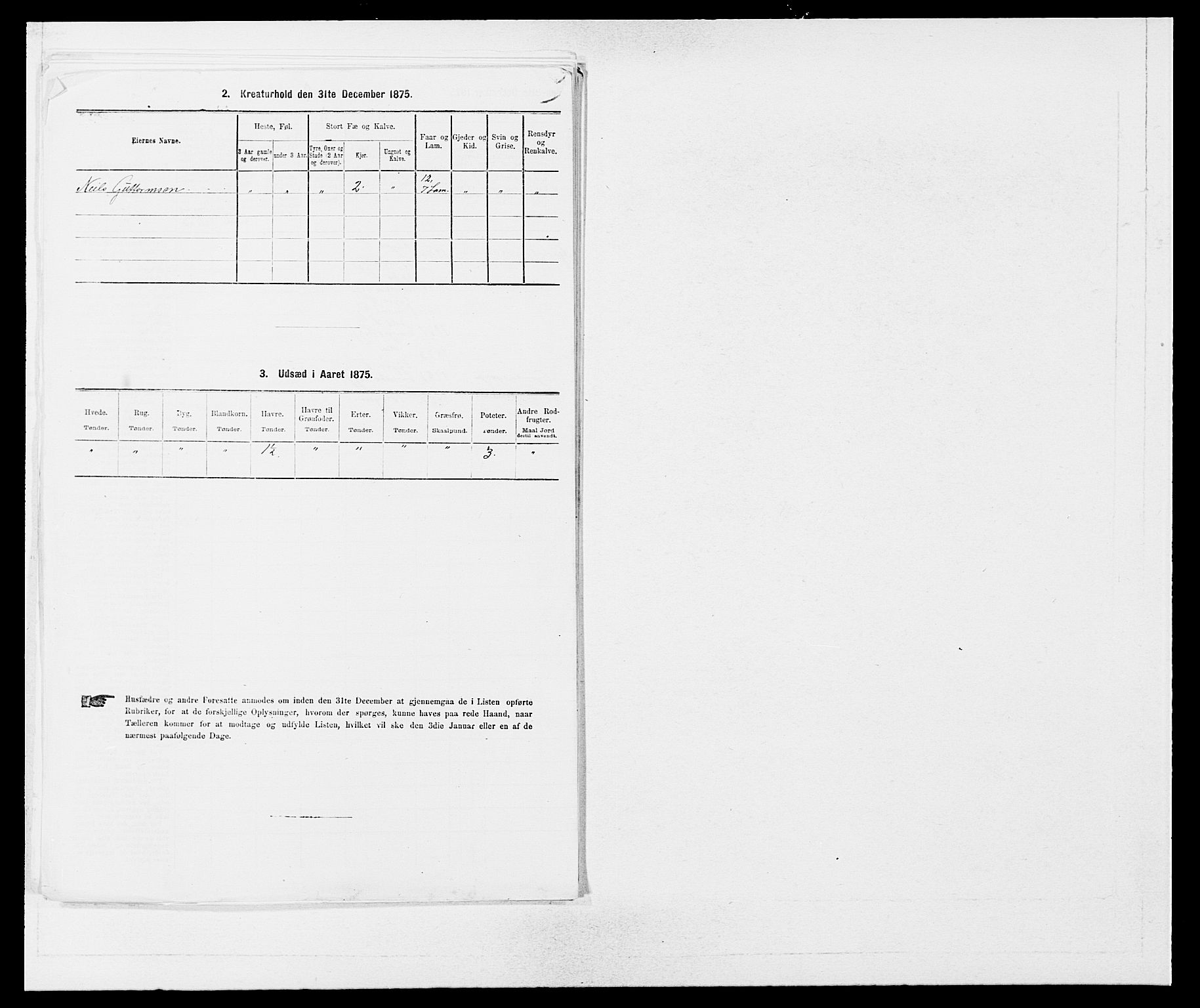 SAB, 1875 census for 1261P Manger, 1875, p. 1154