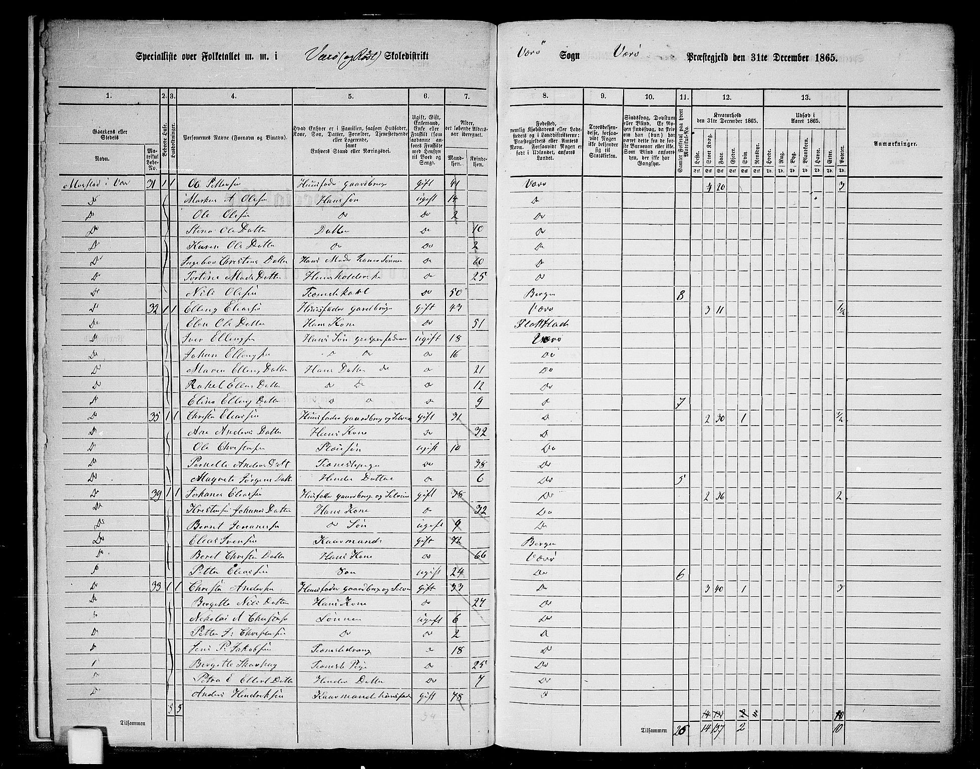 RA, 1865 census for Værøy, 1865, p. 9