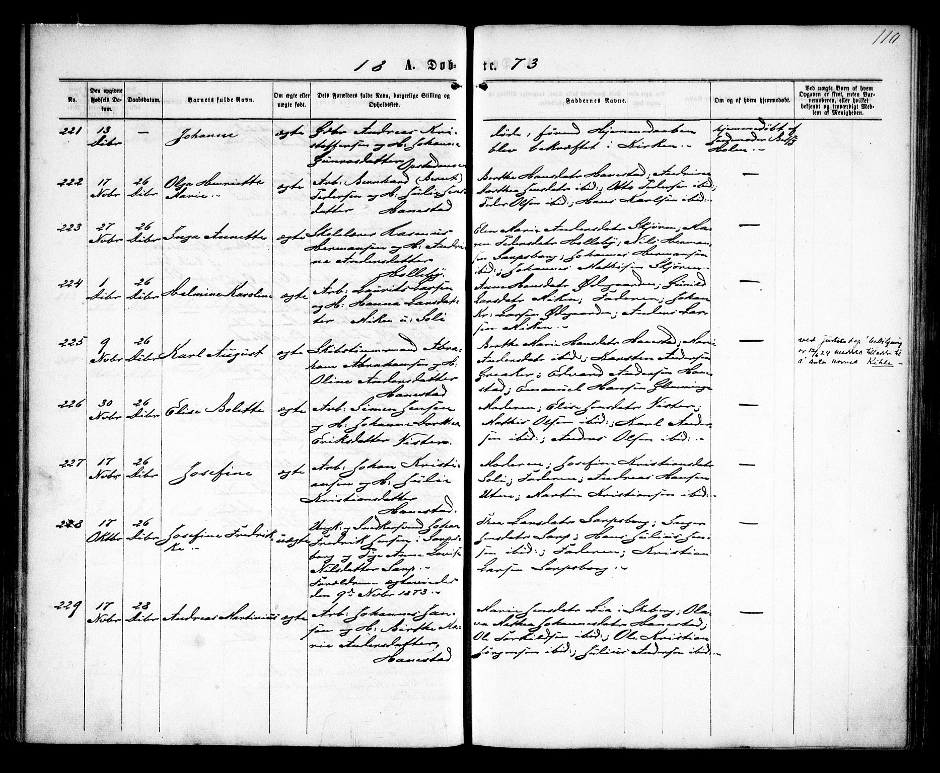 Tune prestekontor Kirkebøker, AV/SAO-A-2007/F/Fa/L0015: Parish register (official) no. 15, 1869-1873, p. 110
