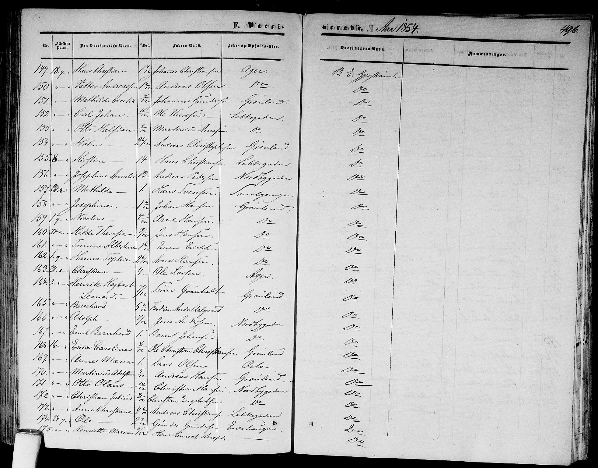 Gamlebyen prestekontor Kirkebøker, AV/SAO-A-10884/F/Fa/L0004: Parish register (official) no. 4, 1850-1857, p. 496