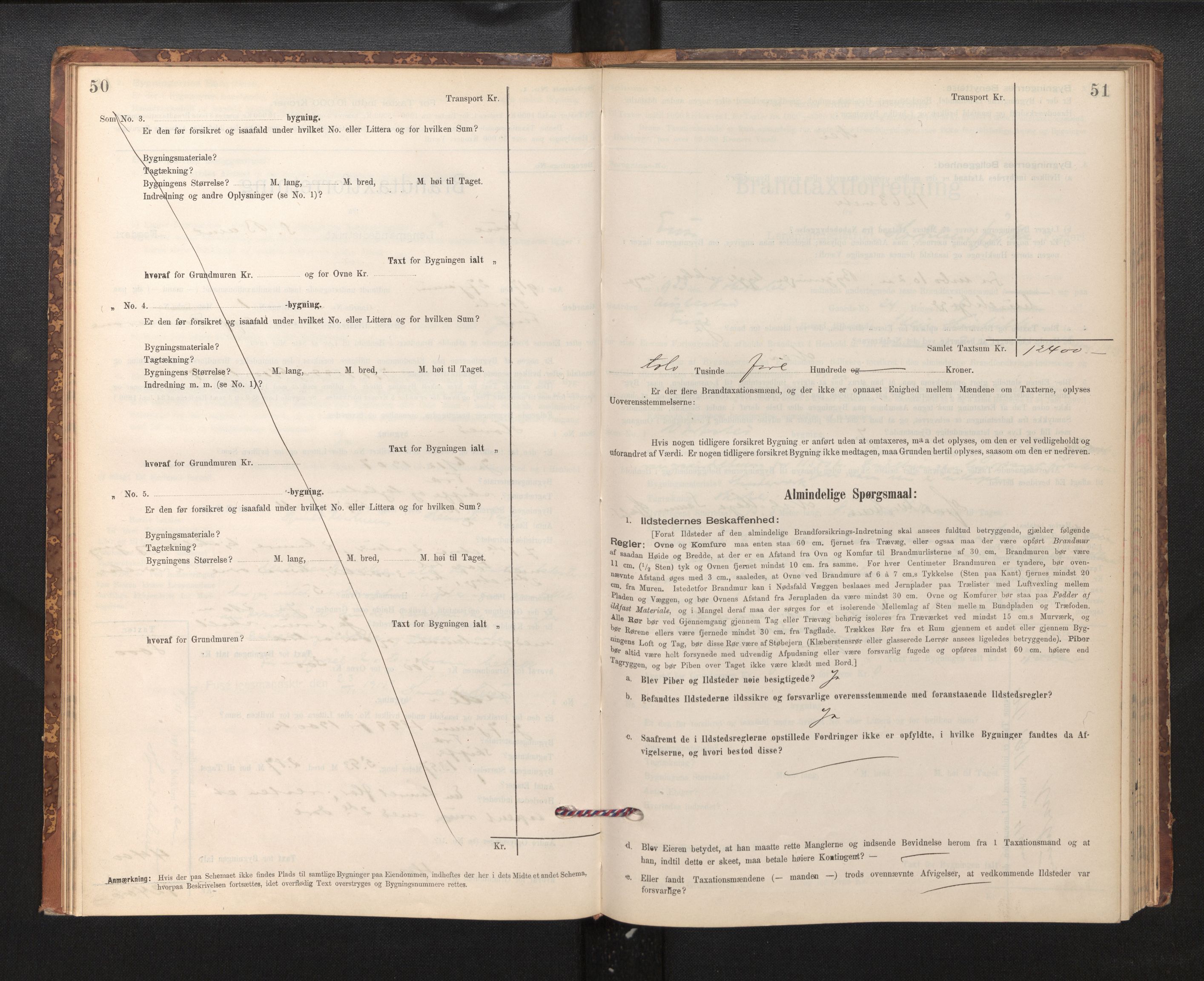 Lensmannen i Fusa, AV/SAB-A-32401/1/0012/L0003: Branntakstprotokoll, skjematakst, 1895-1950, p. 50-51