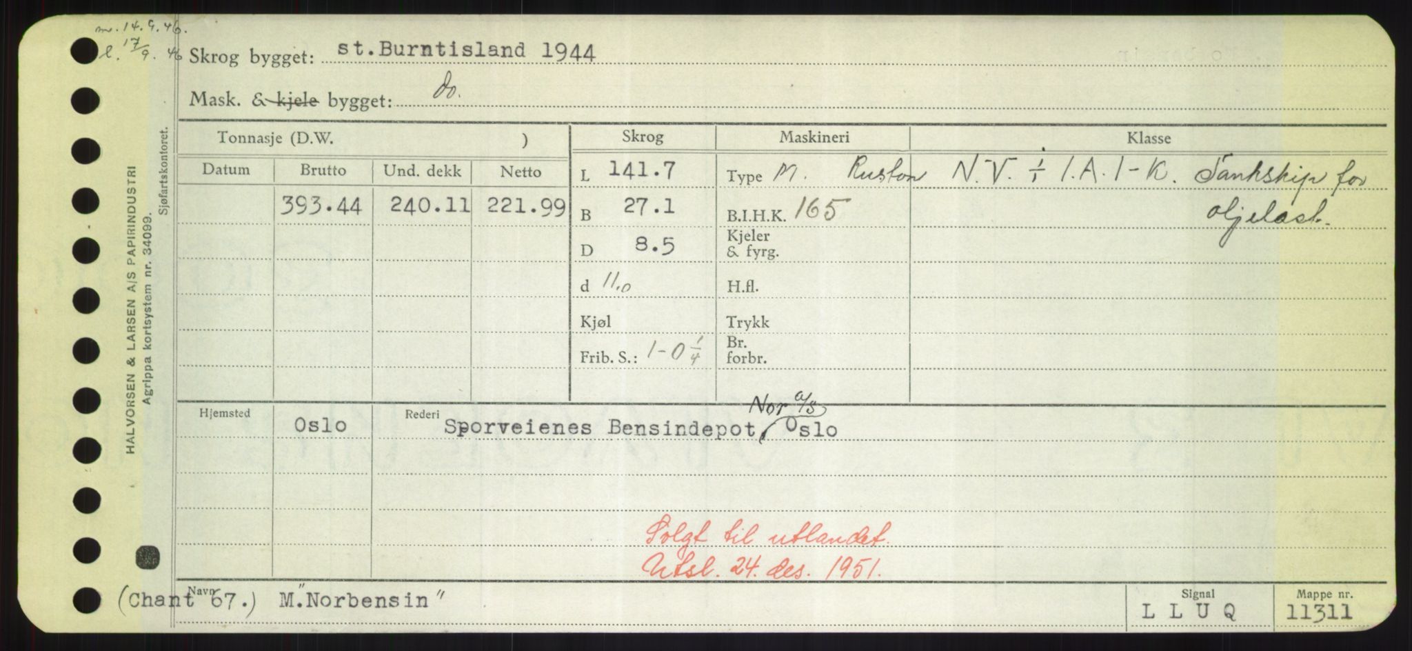 Sjøfartsdirektoratet med forløpere, Skipsmålingen, RA/S-1627/H/Hd/L0026: Fartøy, N-Norhol, p. 377