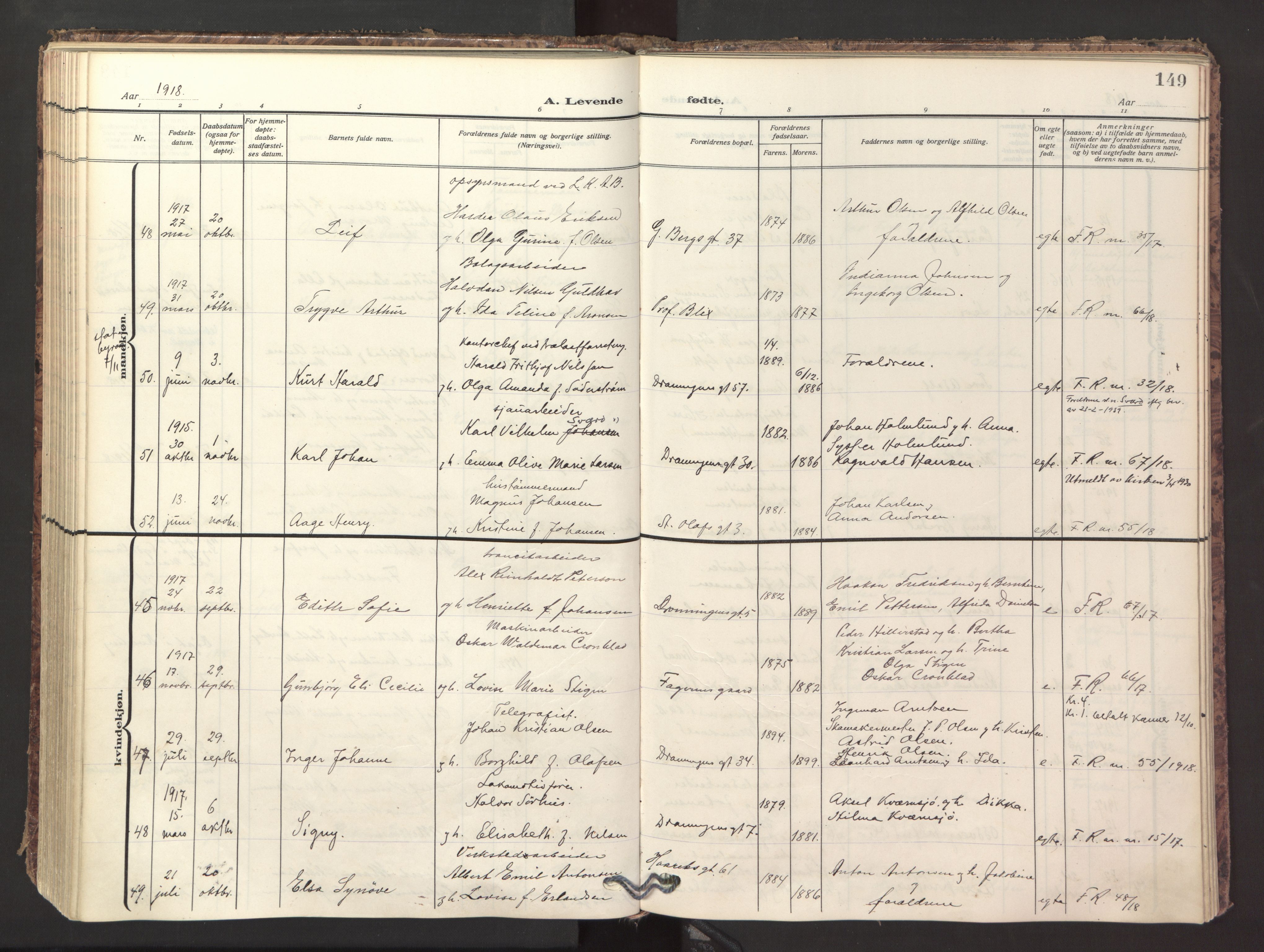 Ministerialprotokoller, klokkerbøker og fødselsregistre - Nordland, AV/SAT-A-1459/871/L1001: Parish register (official) no. 871A17, 1911-1921, p. 149